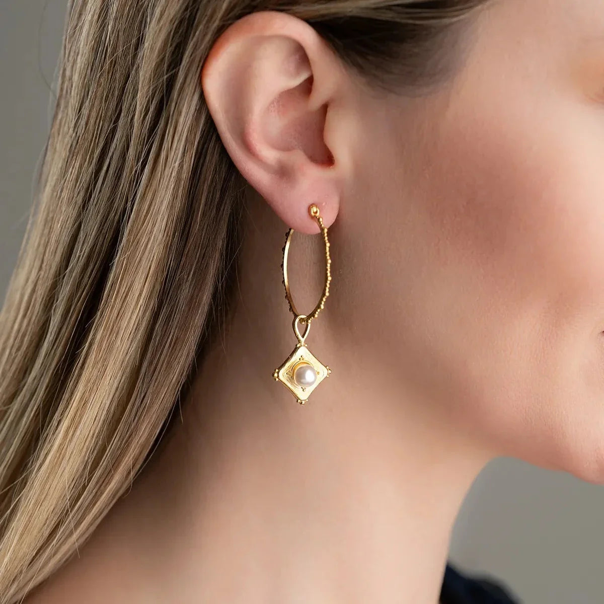 XXL HALKA İNCİ KÜPE | 925 GÜMÜŞ