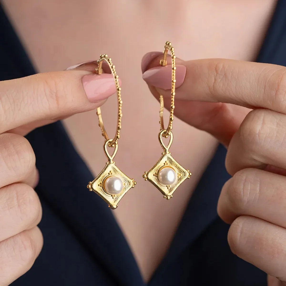 XXL HALKA İNCİ KÜPE | 925 GÜMÜŞ