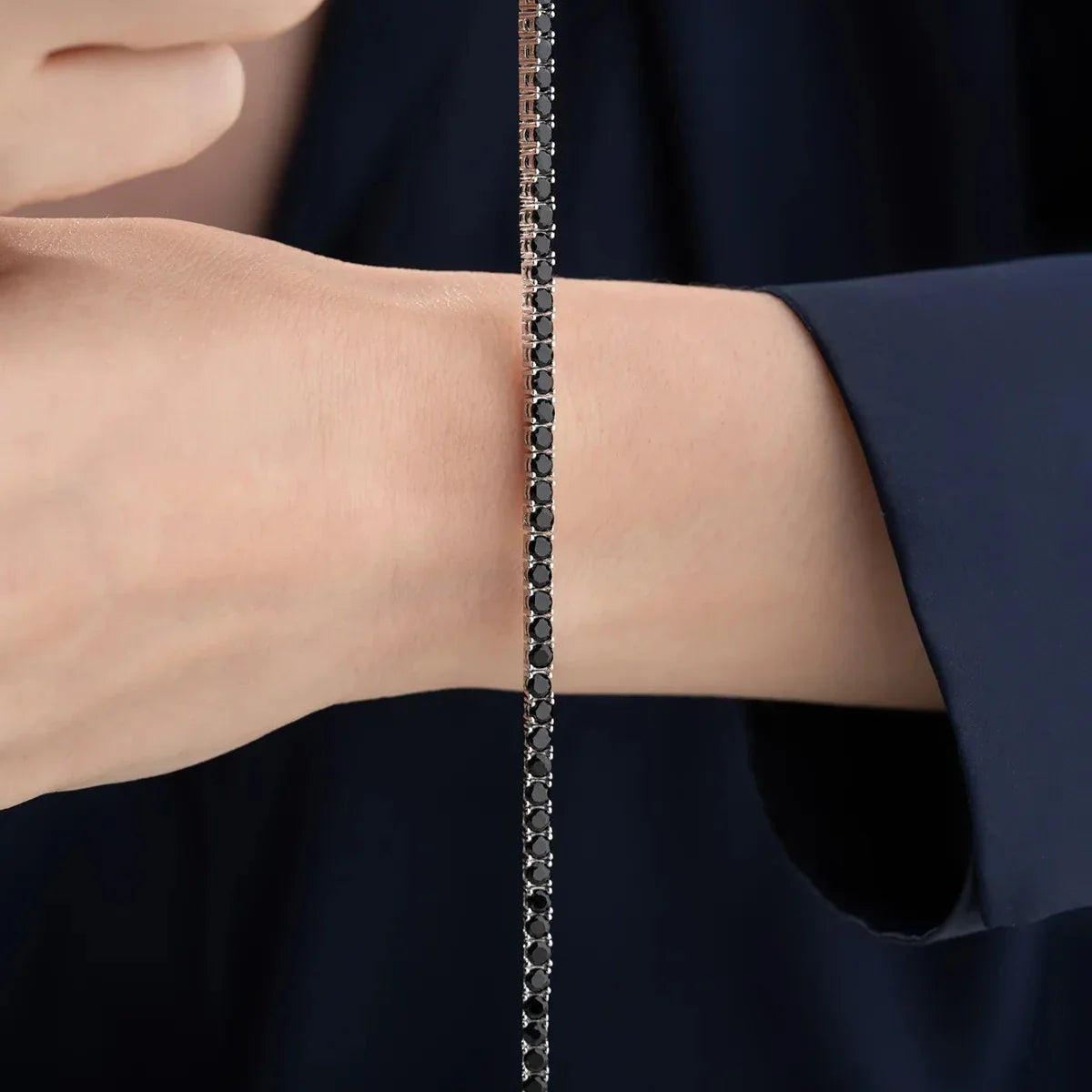 SİYAH TAŞLI SU YOLU BİLEKLİK | 925 GÜMÜŞ