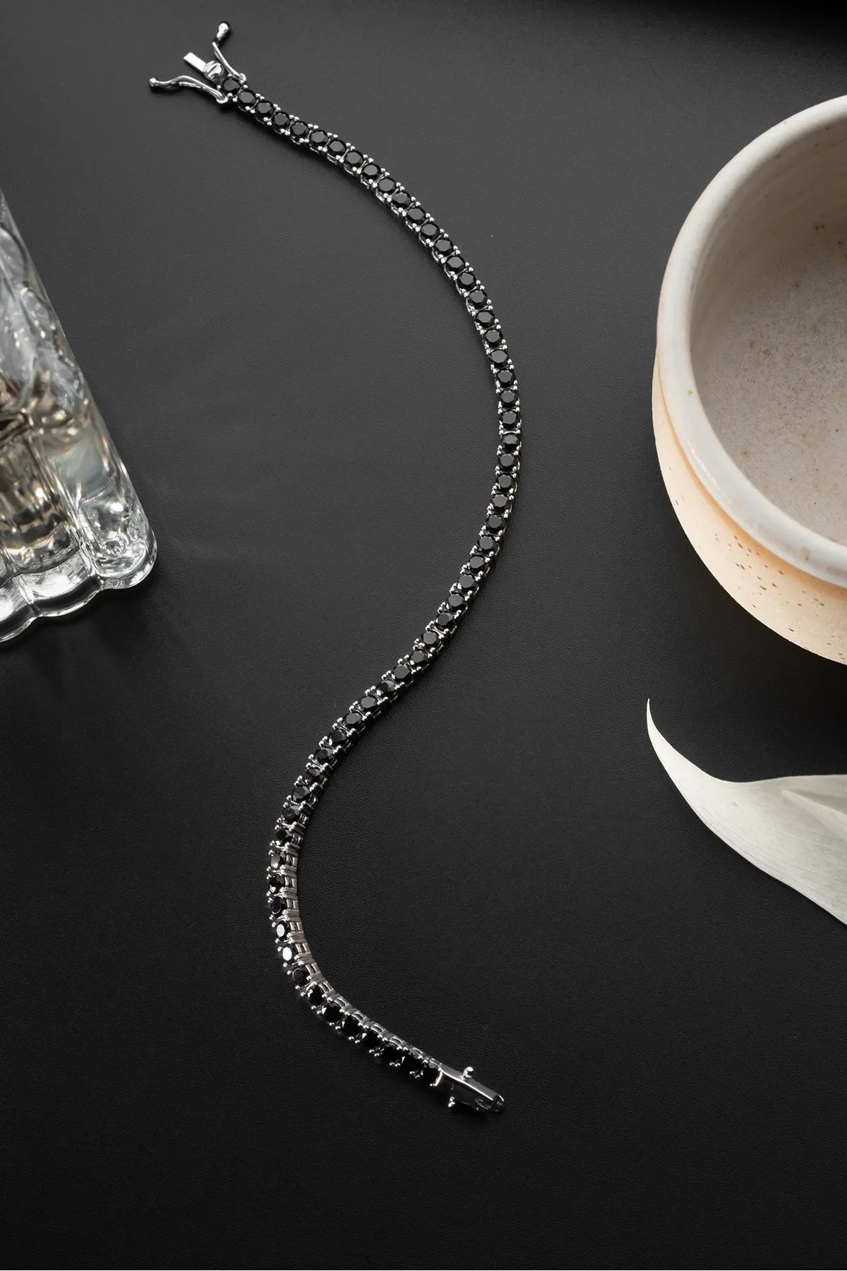 SİYAH TAŞLI SU YOLU BİLEKLİK | 925 GÜMÜŞ