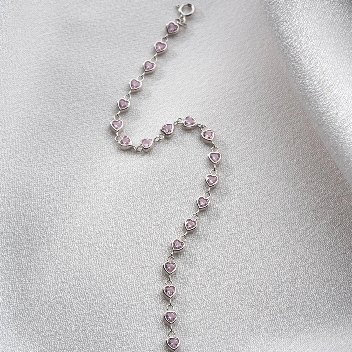 MİNİ ROZA KALP BİLEKLİK | 925 GÜMÜŞ