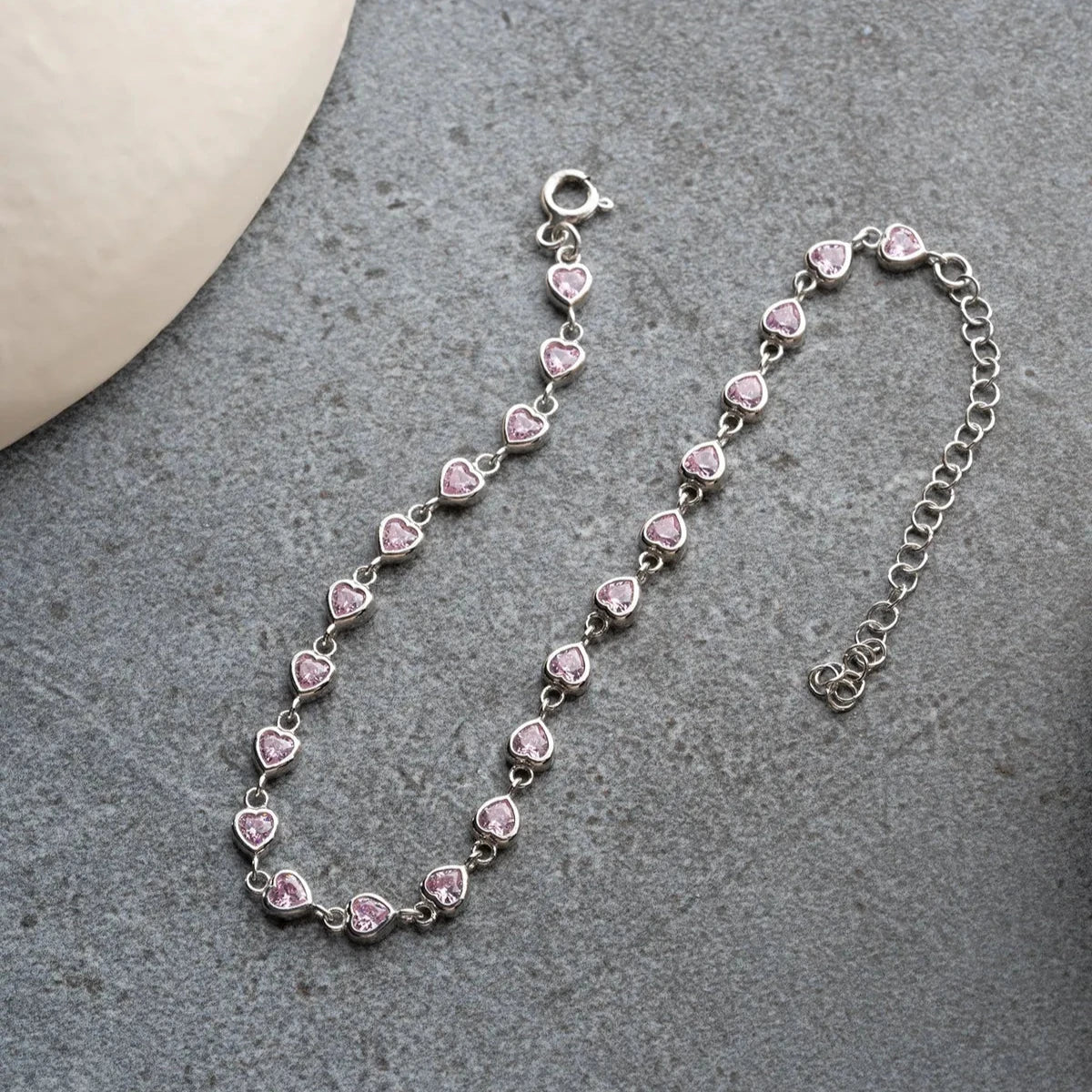 MİNİ ROZA KALP BİLEKLİK | 925 GÜMÜŞ