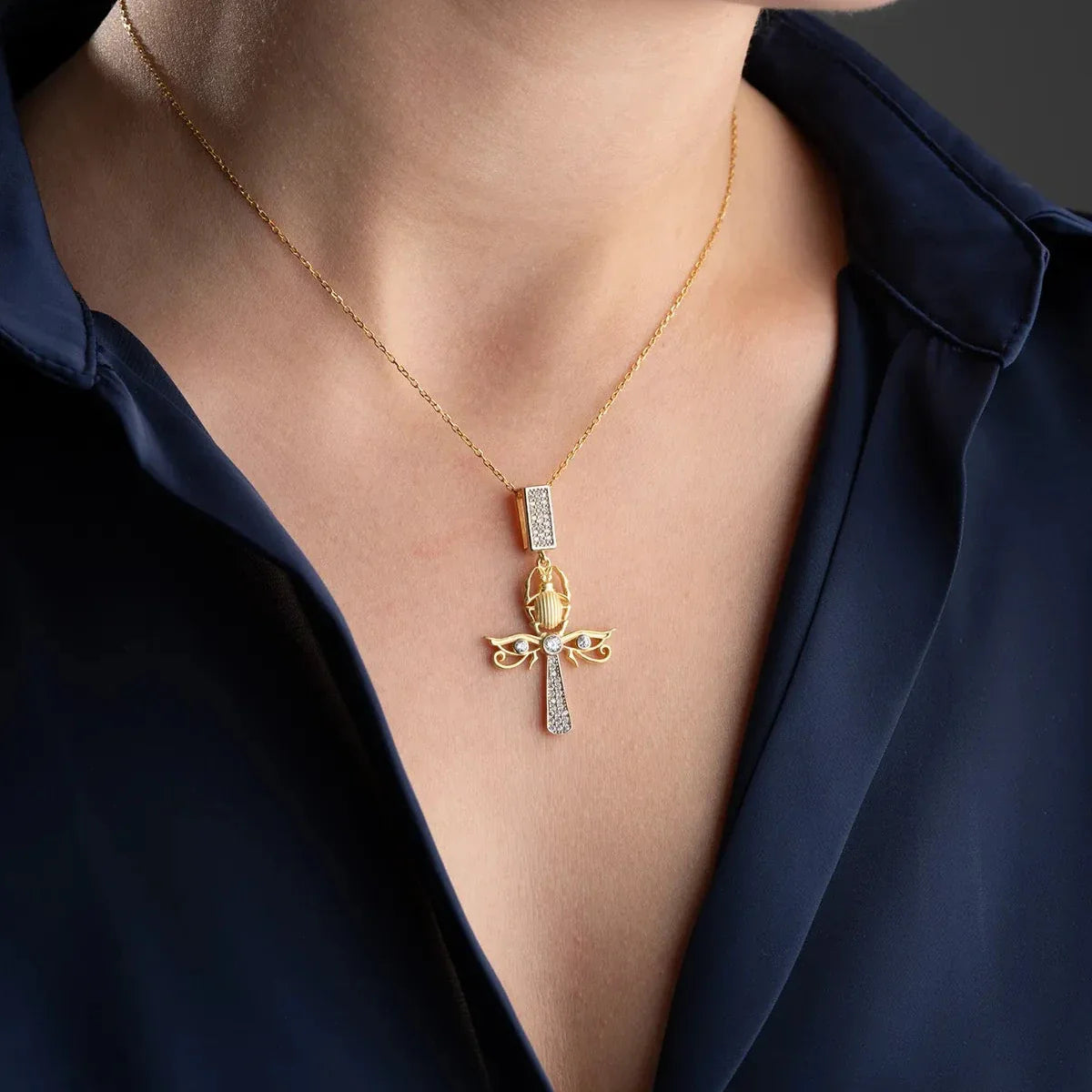 SCARAB ANKH KOLYE | 925 GÜMÜŞ