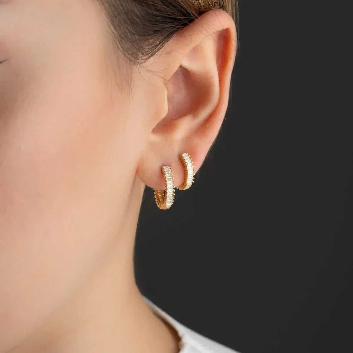 BAGET TAŞLI 2'Lİ SET KÜPE | 925 GÜMÜŞ