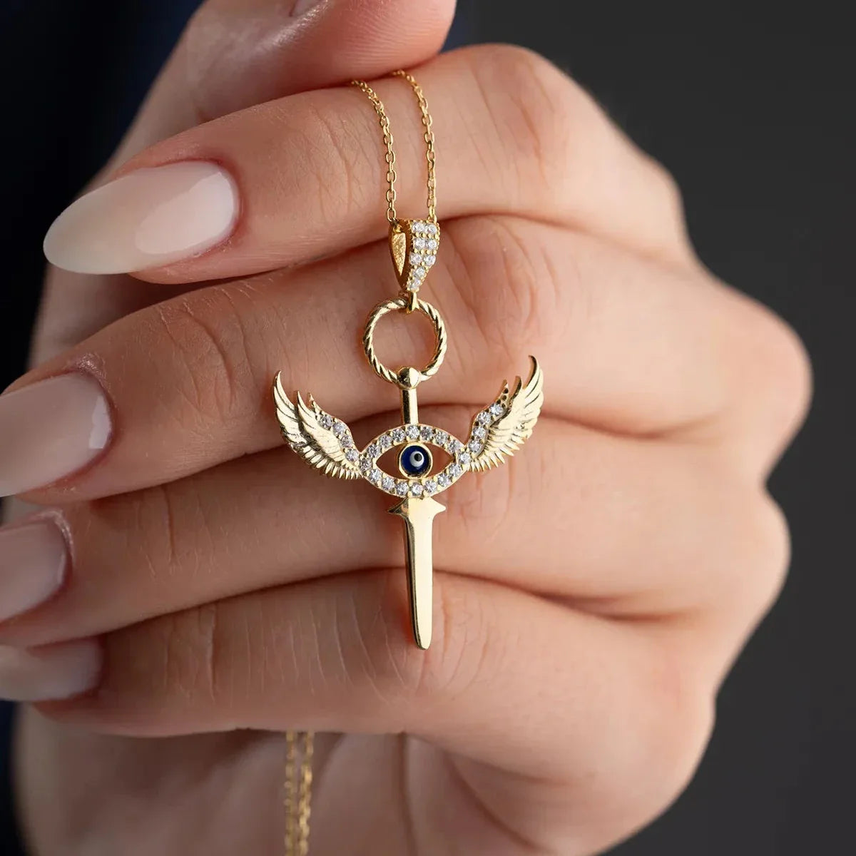 KANATLI GÖZ KILIÇ KOLYE | 925 GÜMÜŞ