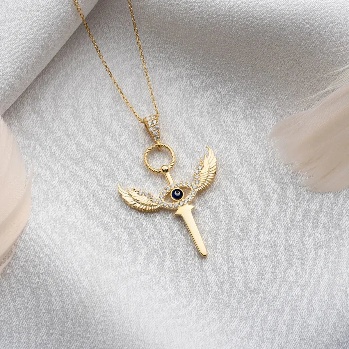 KANATLI GÖZ KILIÇ KOLYE | 925 GÜMÜŞ