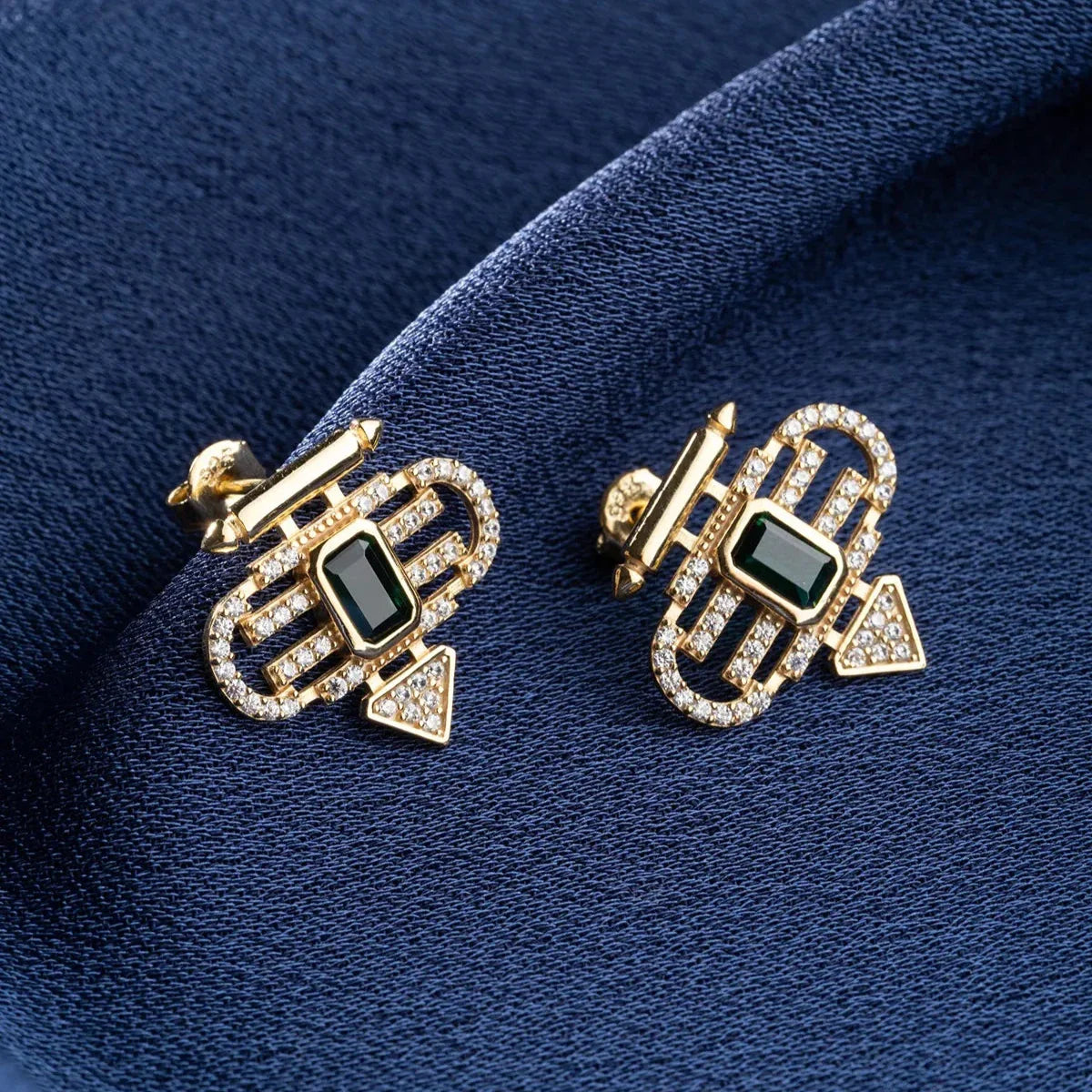 YEŞİL ZÜMRÜT ŞEYMA KÜPE | 925 GÜMÜŞ