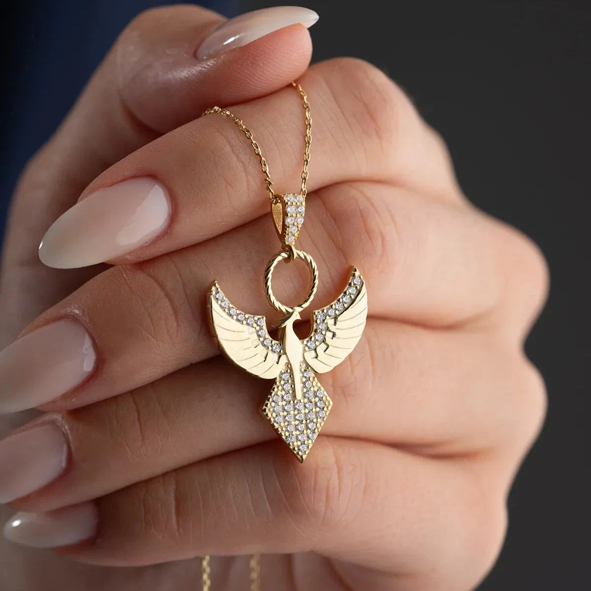 HACİMLİ ZÜMRÜDÜANKA KOLYE | 925 GÜMÜŞ