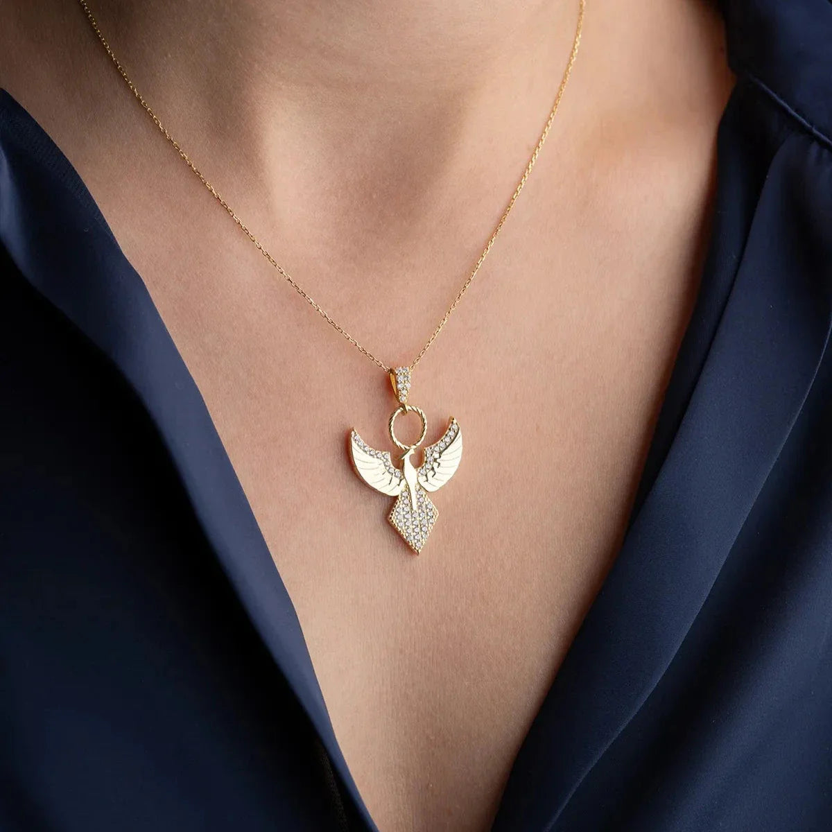 HACİMLİ ZÜMRÜDÜANKA KOLYE | 925 GÜMÜŞ