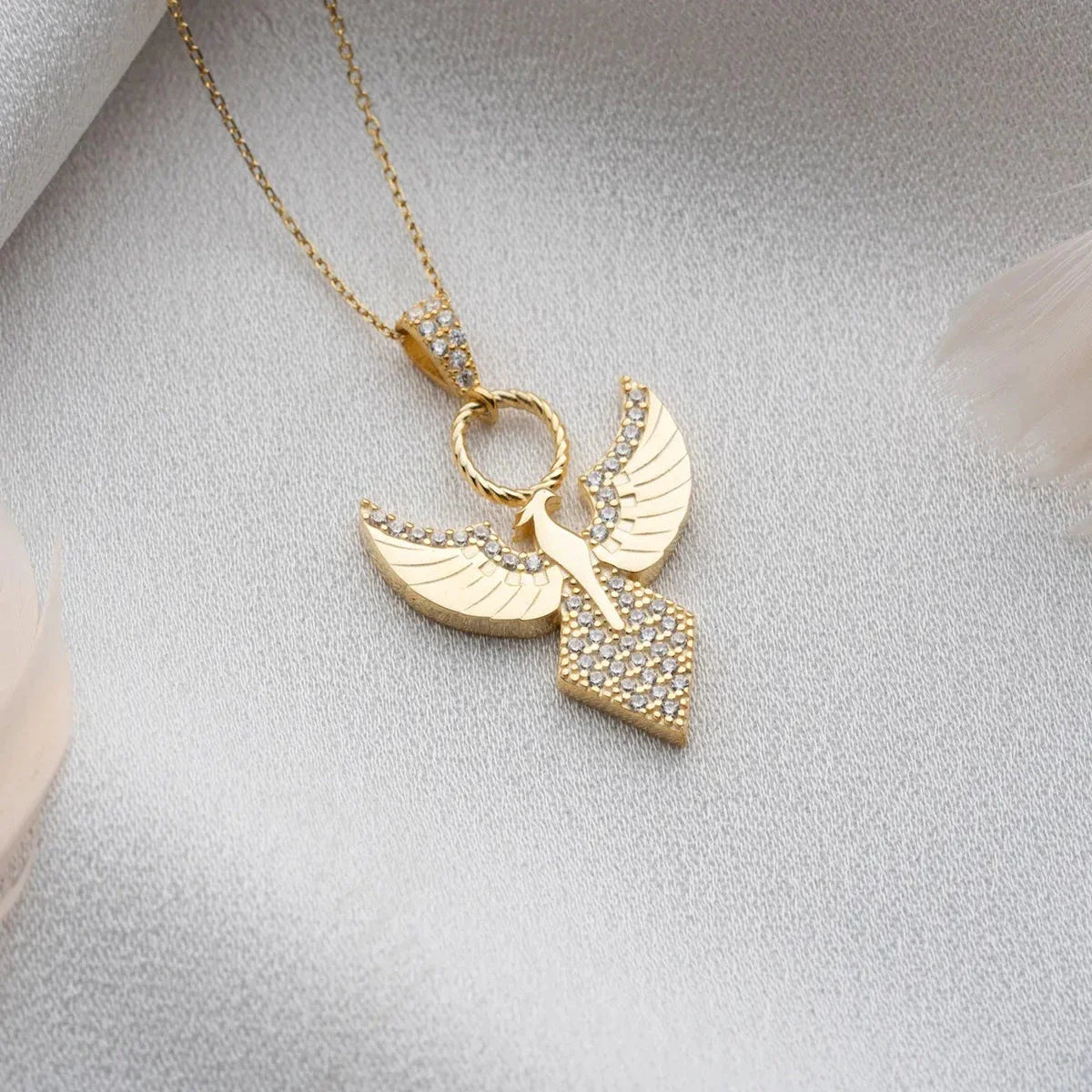 HACİMLİ ZÜMRÜDÜANKA KOLYE | 925 GÜMÜŞ