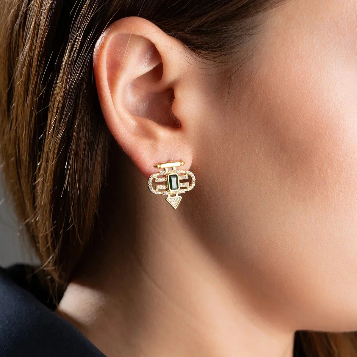 YEŞİL ZÜMRÜT ŞEYMA KÜPE | 925 GÜMÜŞ