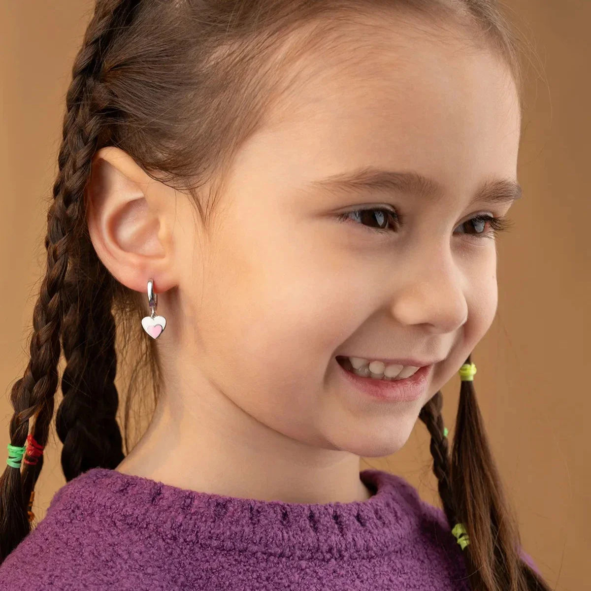 MİNELİ KALP ÇOCUK KÜPE | 925 GÜMÜŞ