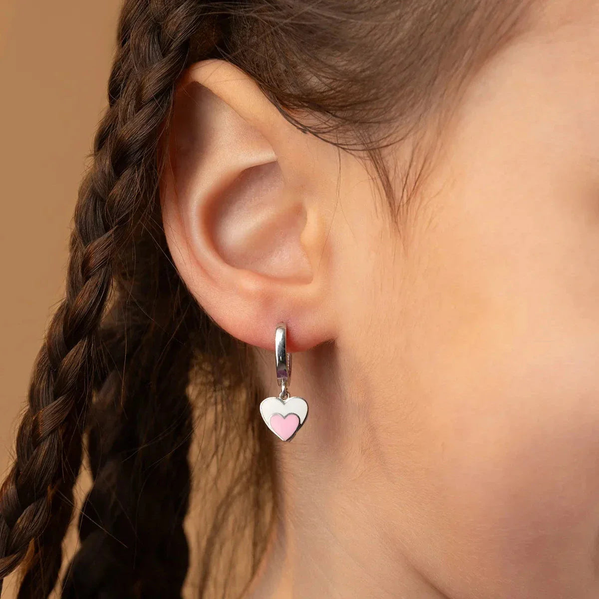 MİNELİ KALP ÇOCUK KÜPE | 925 GÜMÜŞ