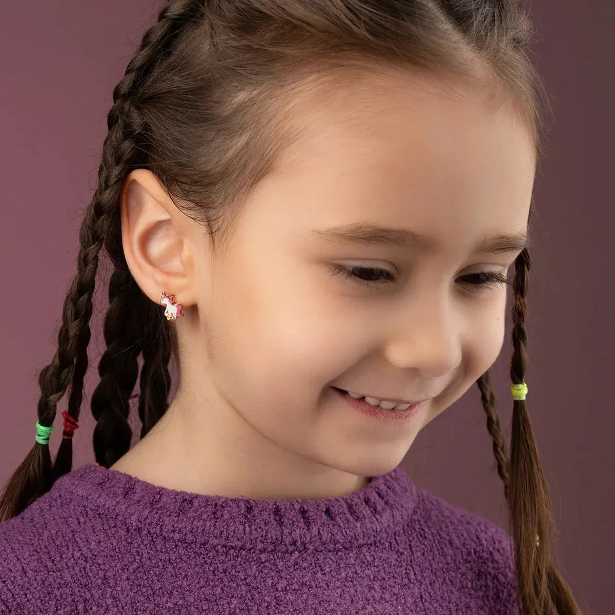 MİNELİ UNICORN ÇOCUK KÜPE | 925 GÜMÜŞ