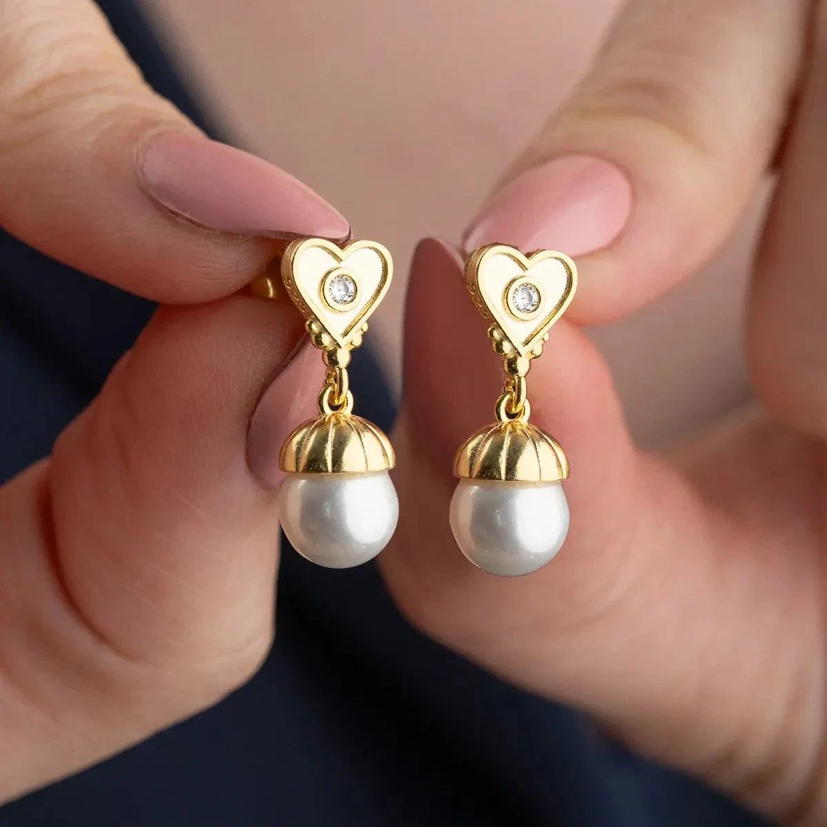 İNCİLİ KALP KÜPE | 925 GÜMÜŞ