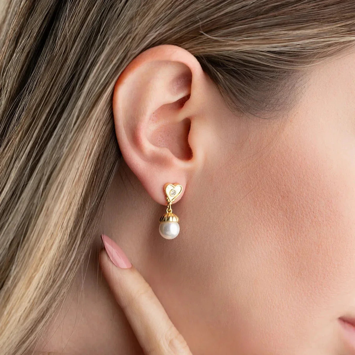 İNCİLİ KALP KÜPE | 925 GÜMÜŞ