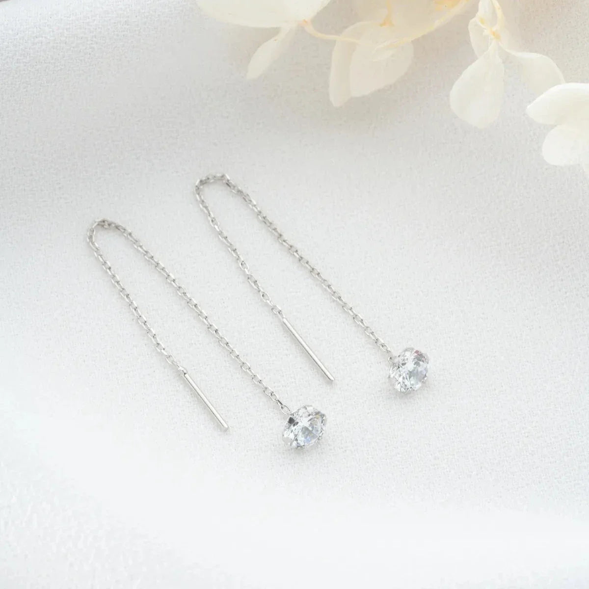 TEK TAŞLI ZİNCİR KÜPE | 925 GÜMÜŞ