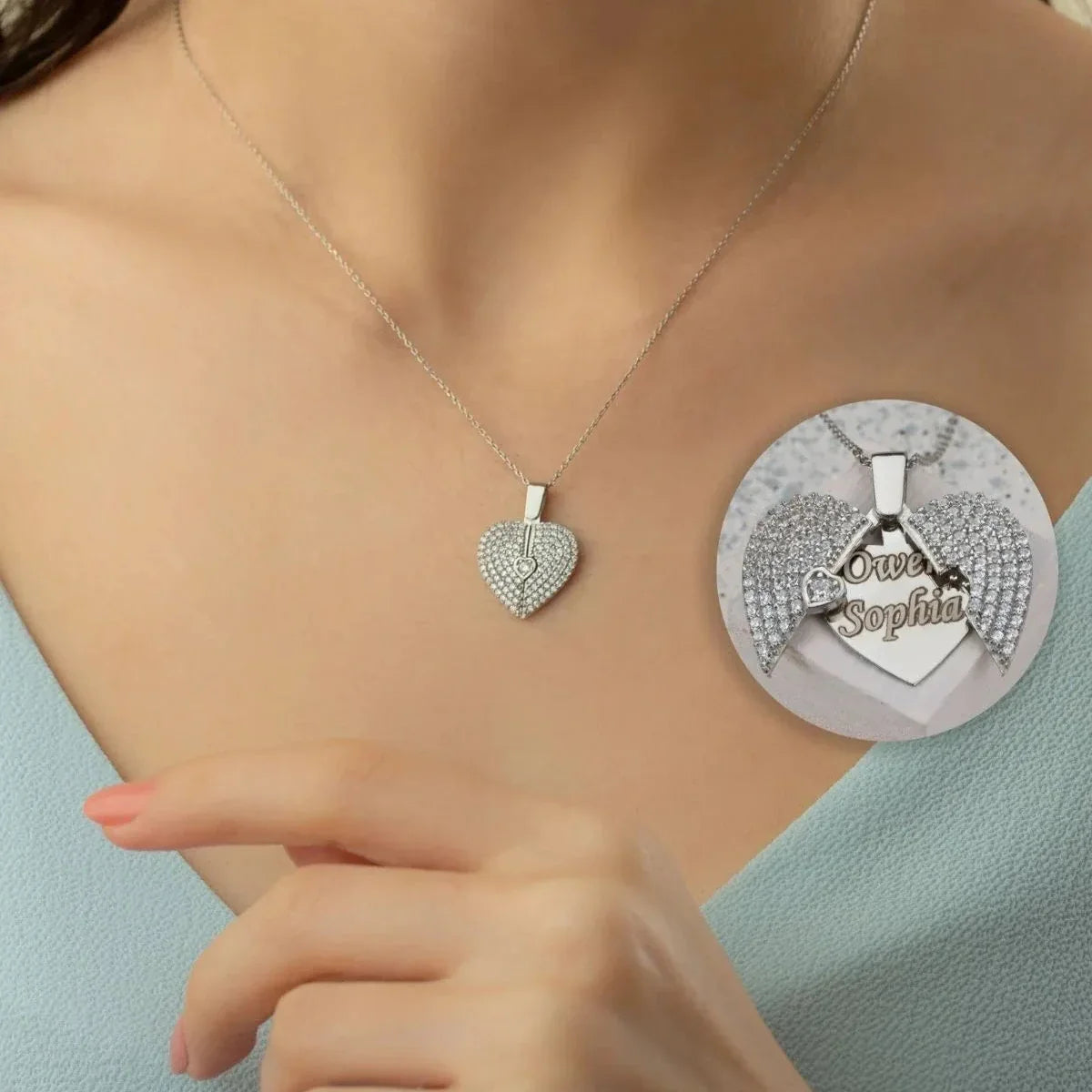 GRAVÜRLÜ AÇILABİLİR KALP KOLYE | 925 GÜMÜŞ