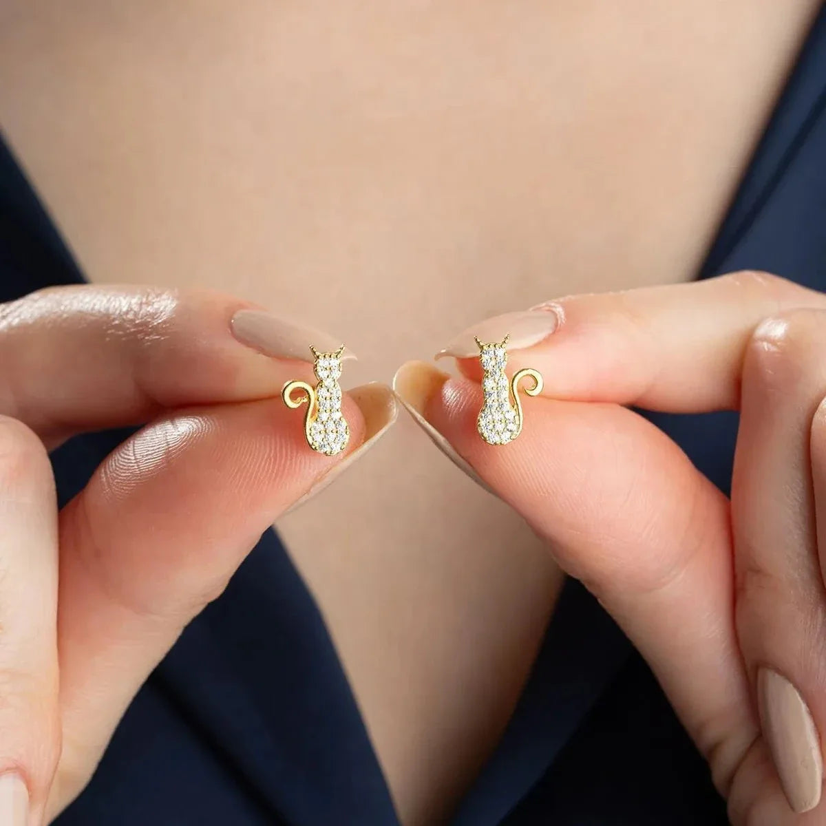 TAŞLI KEDİ KÜPE | 925 GÜMÜŞ