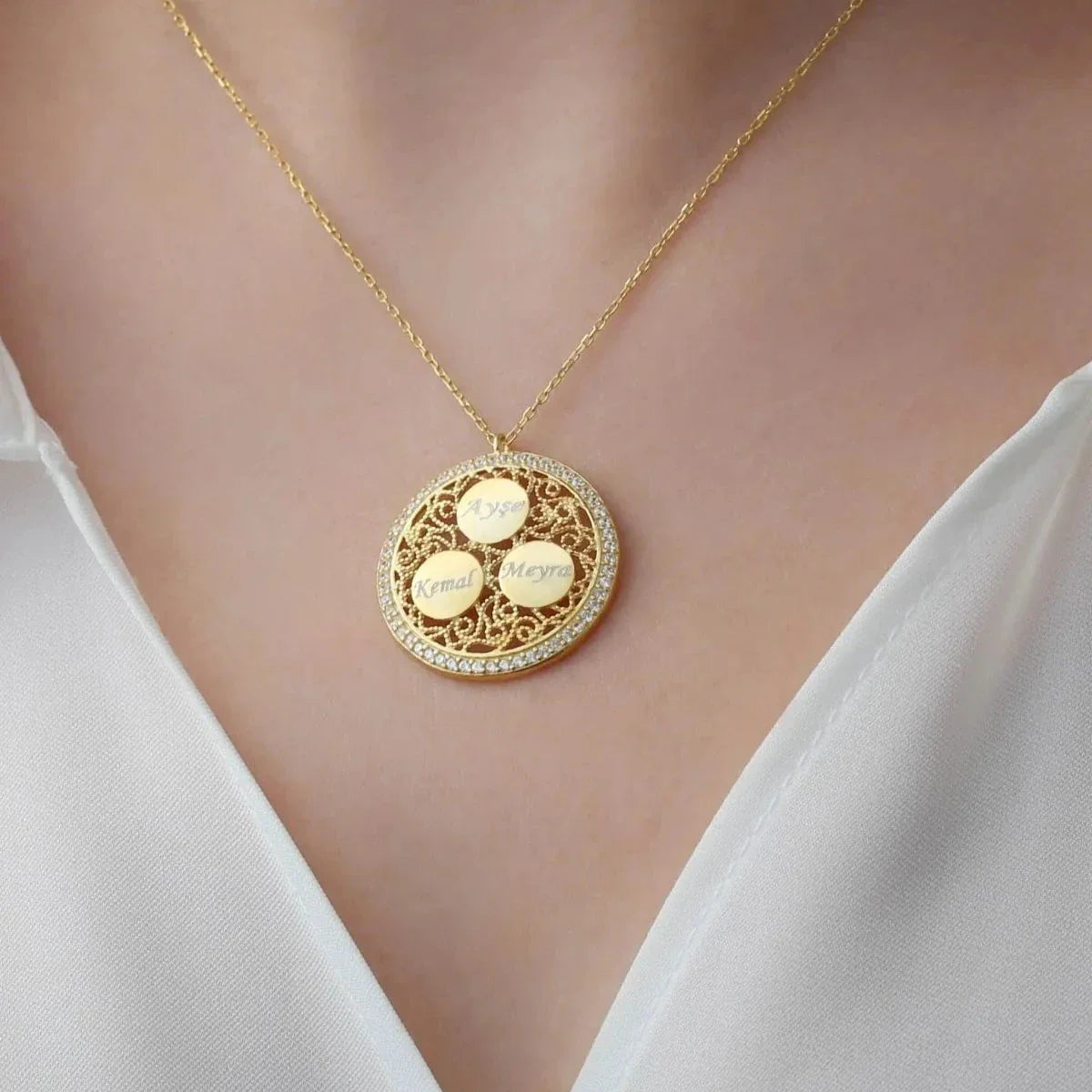 ÜÇLÜ GRAVÜR KOLYE | 925 GÜMÜŞ