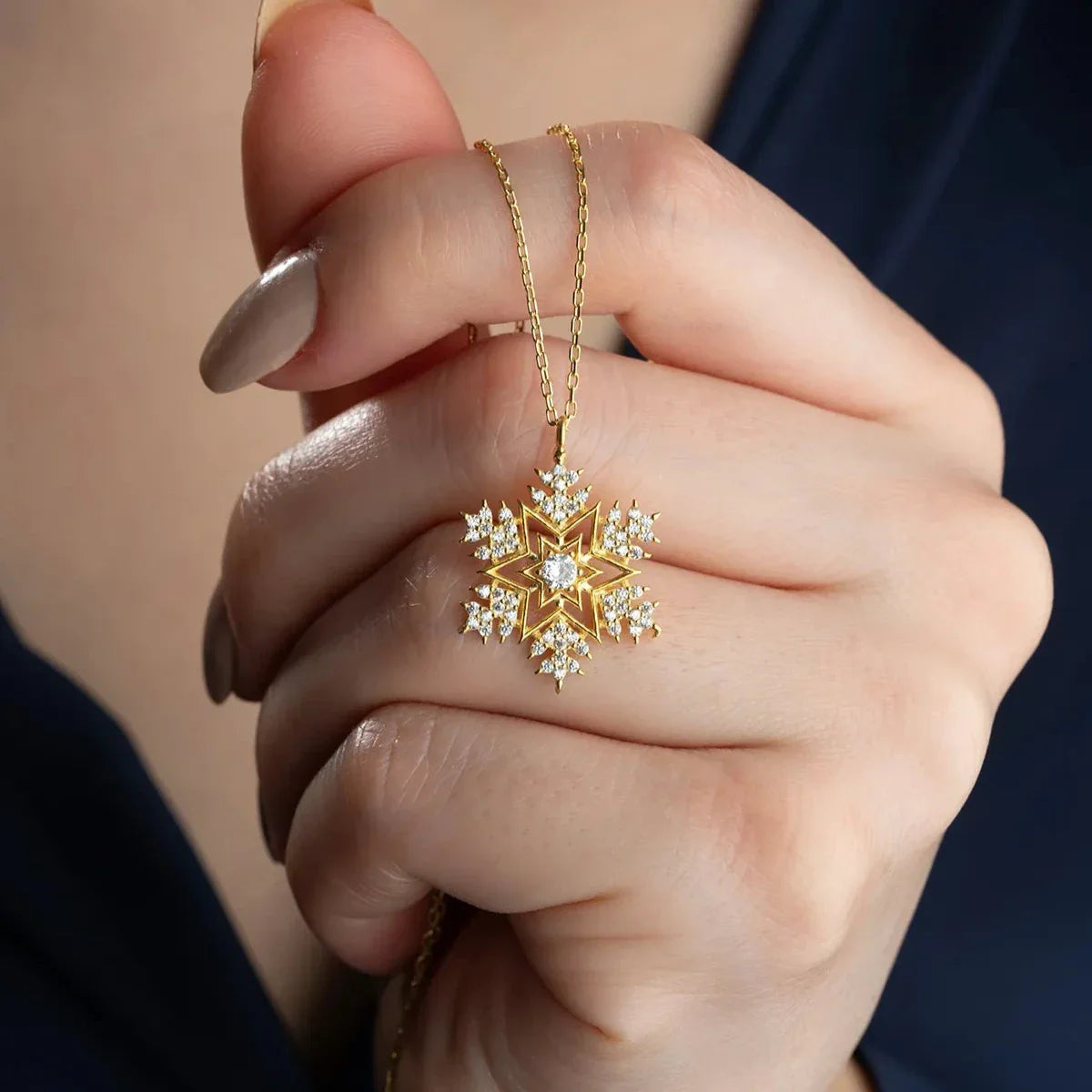 TEK TAŞLI KAR TANESİ KOLYE | 925 GÜMÜŞ