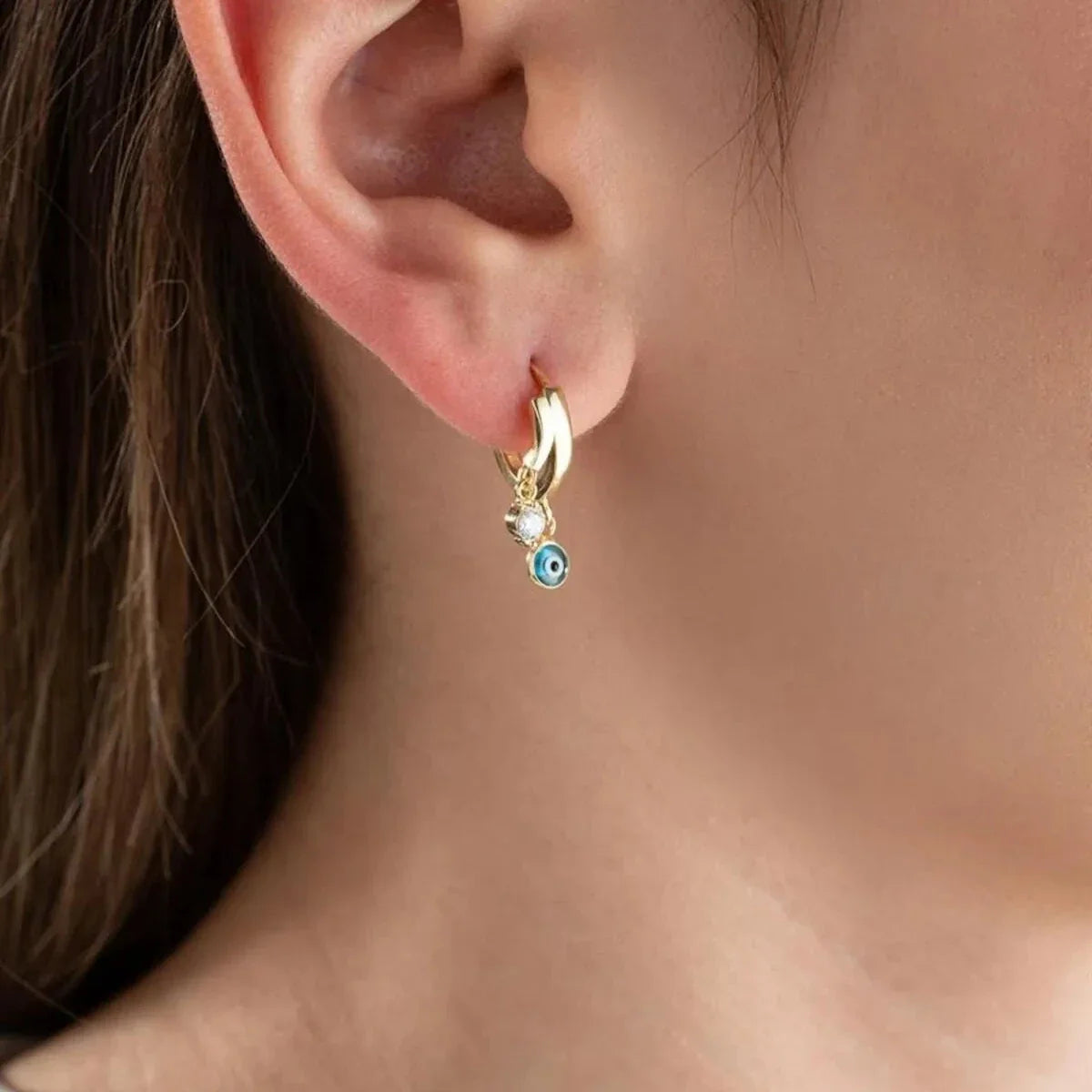 TAŞLI NAZAR KÜPE | 925 GÜMÜŞ