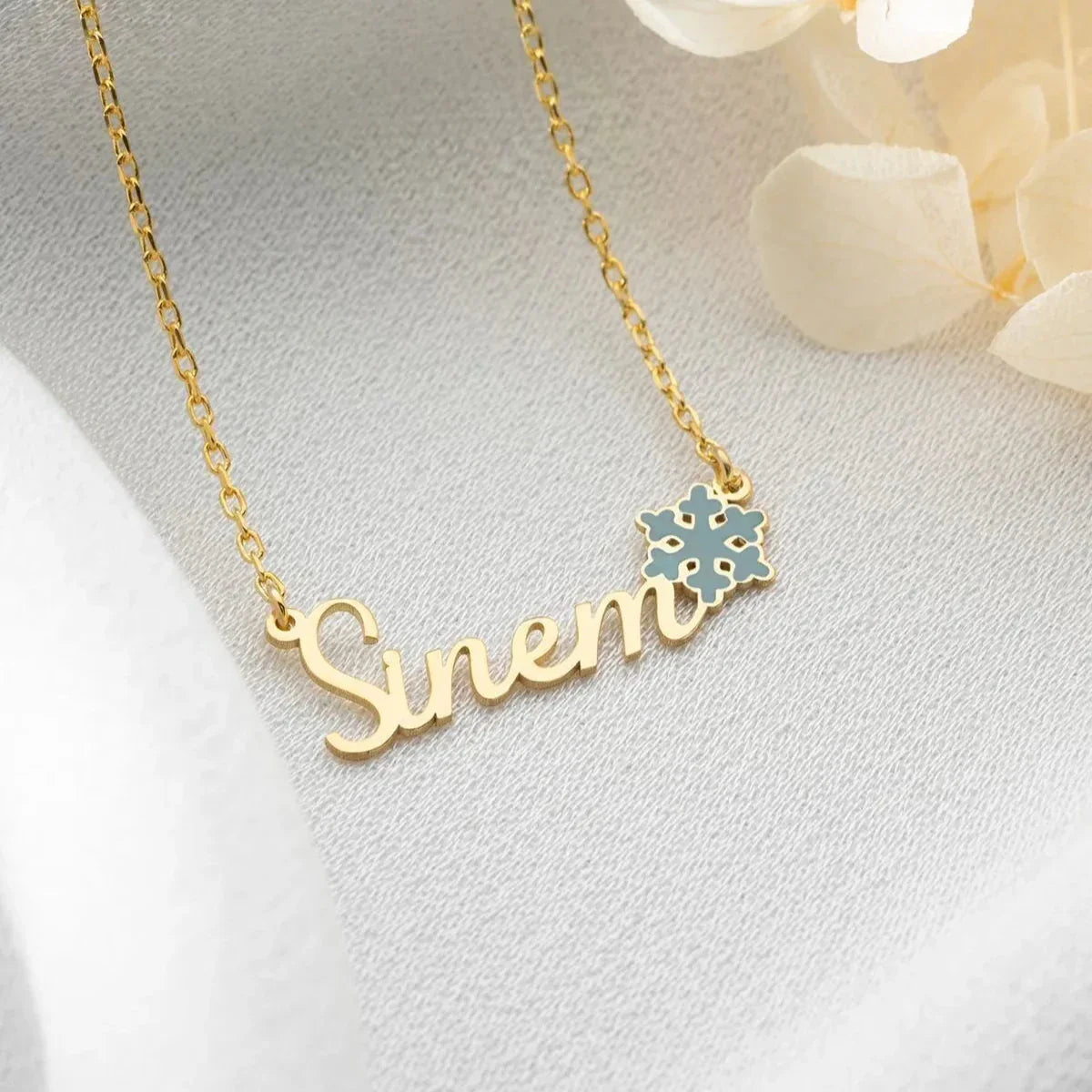 MİNELİ KAR TANESİ İSİM KOLYE | 925 GÜMÜŞ