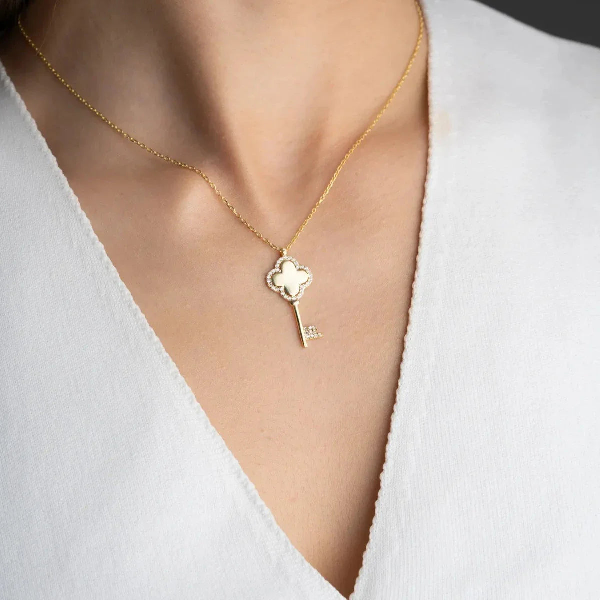 TAŞLI ANAHTAR KOLYE | 925 GÜMÜŞ