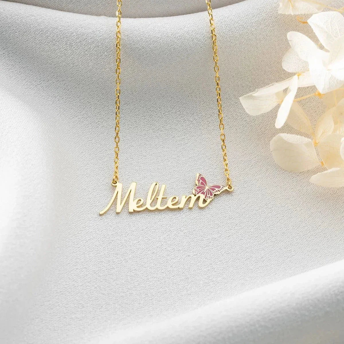 MİNELİ KELEBEK İSİM KOLYE | 925 GÜMÜŞ