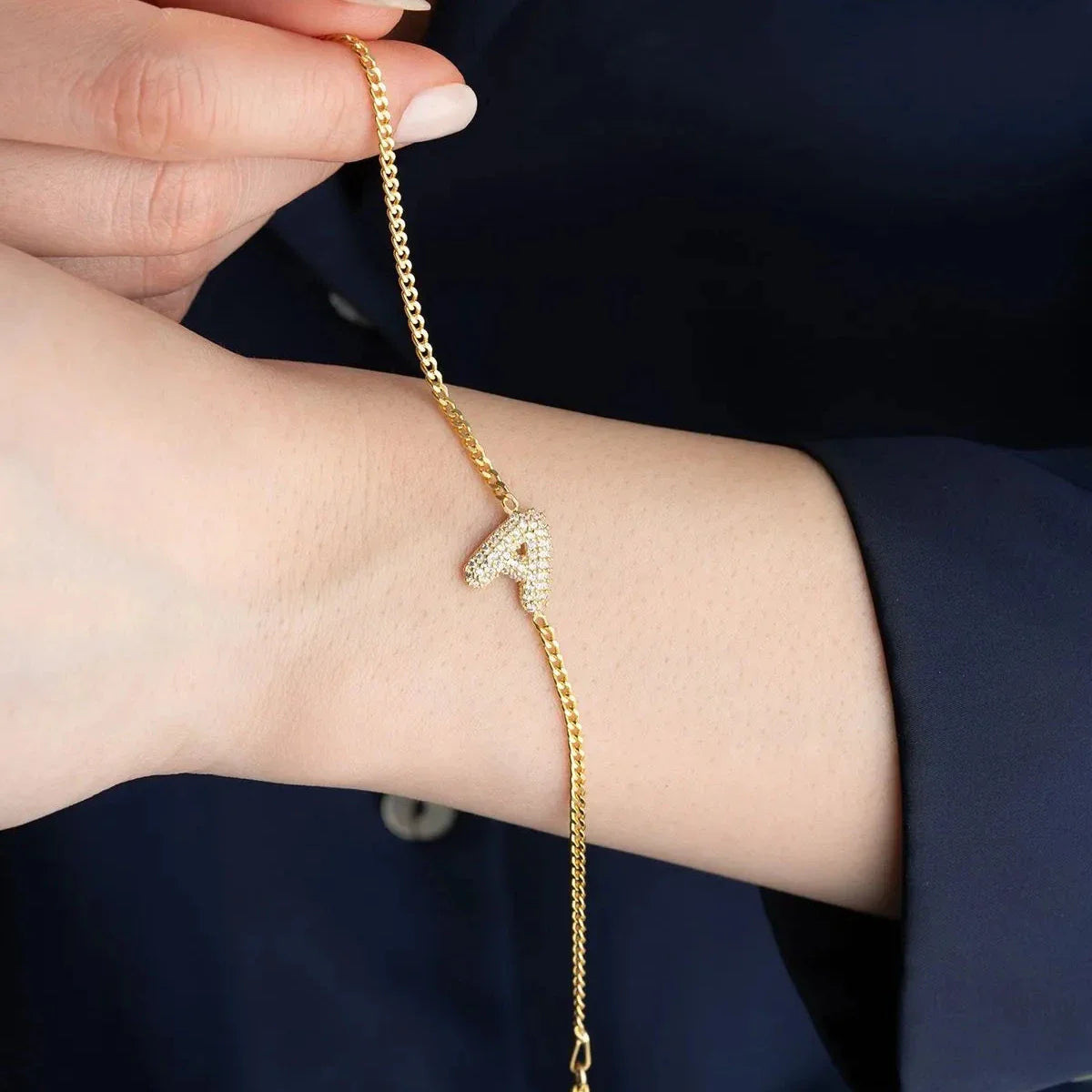 TAŞLI BALON HARF BİLEKLİK | 925 GÜMÜŞ