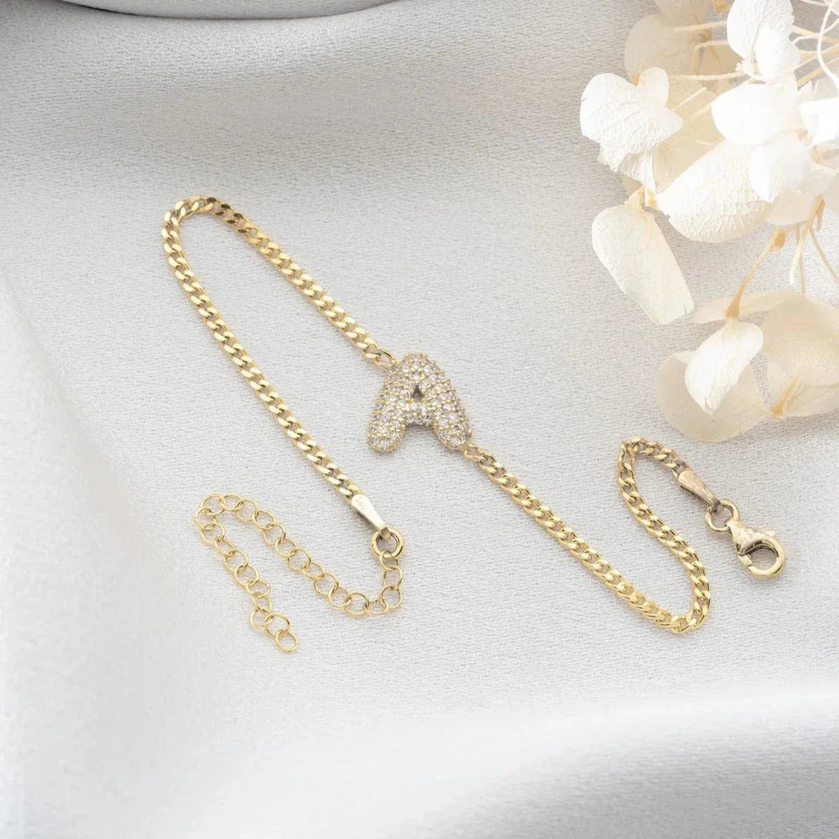 TAŞLI BALON HARF BİLEKLİK | 925 GÜMÜŞ