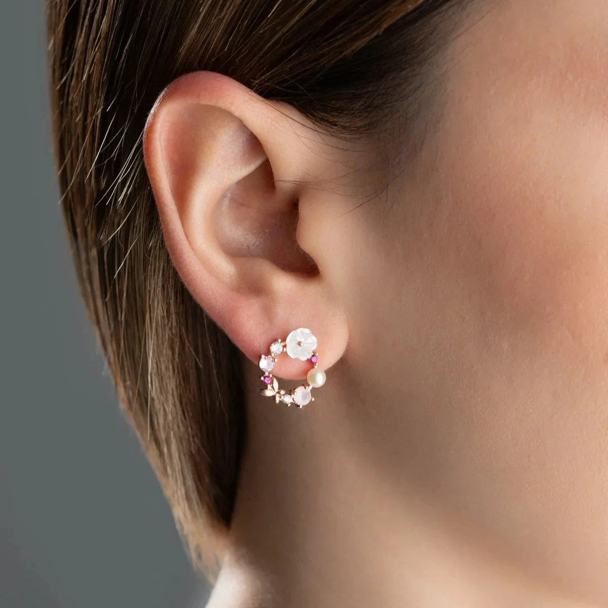 PEMBE SEDEFLİ ÇİÇEK KÜPE | 925 GÜMÜŞ