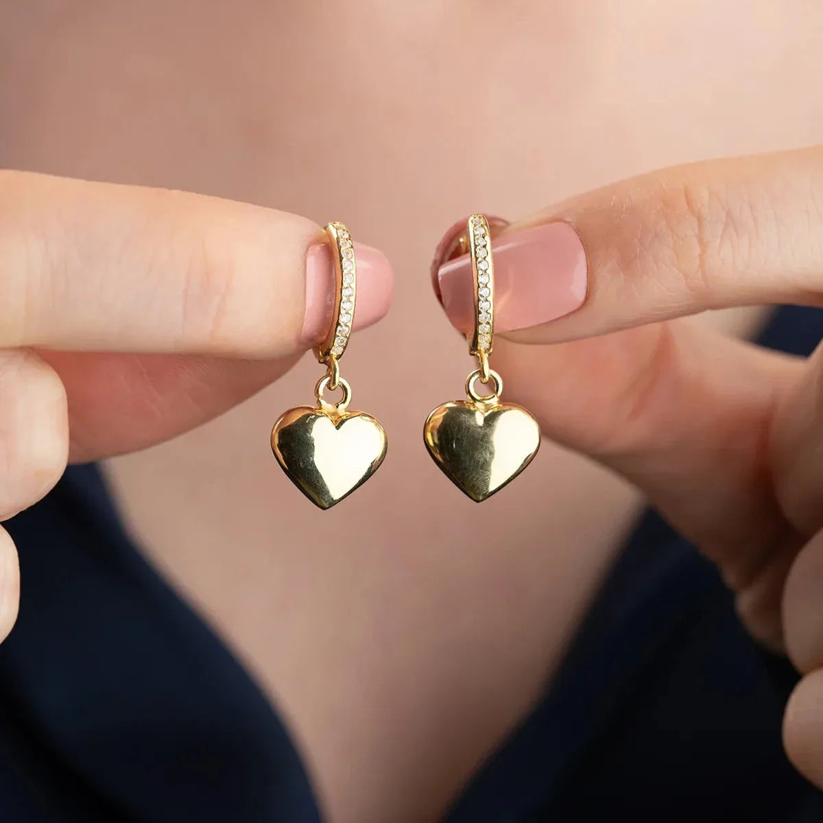 BOMBELİ KALP KÜPE | 925 GÜMÜŞ