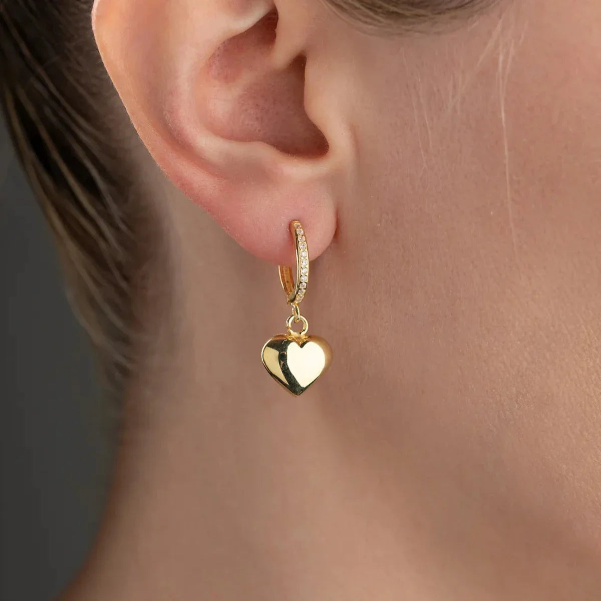 BOMBELİ KALP KÜPE | 925 GÜMÜŞ