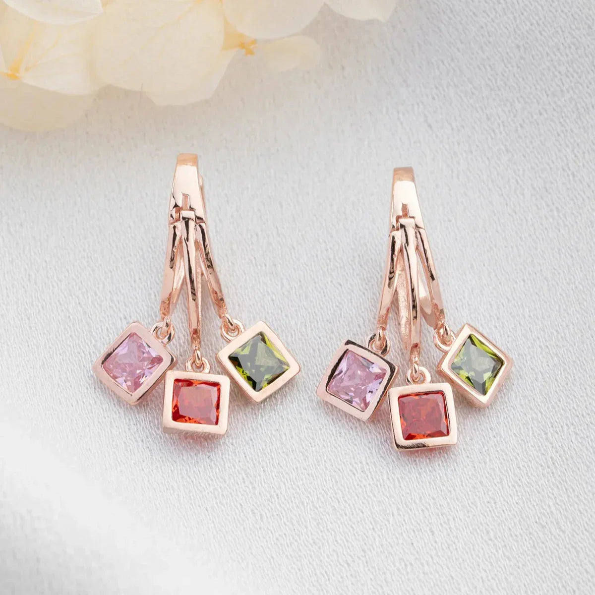 RENKLİ TAŞLI HALKA KÜPE | 925 GÜMÜŞ