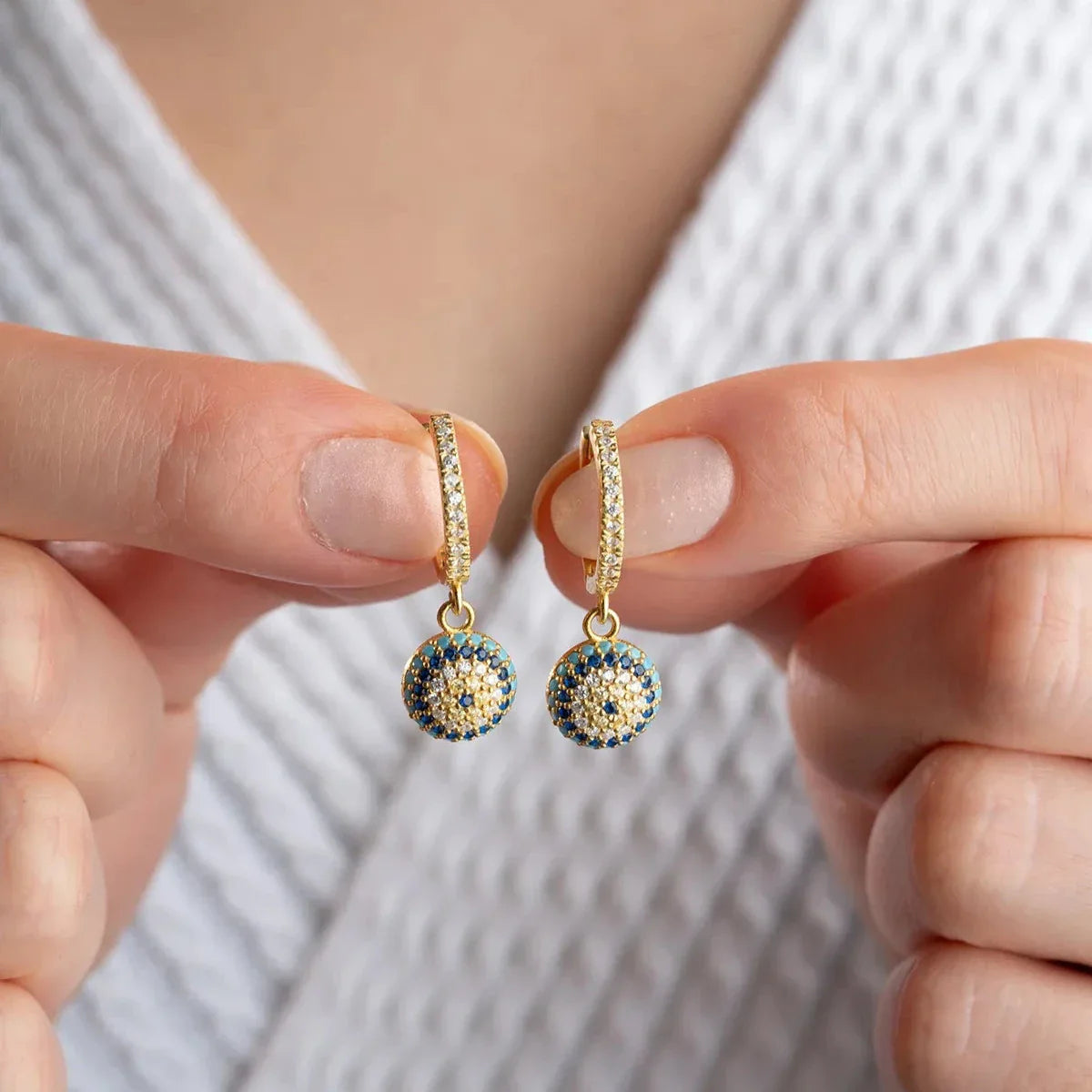 NAZARLI GÖZ KÜPE | 925 GÜMÜŞ