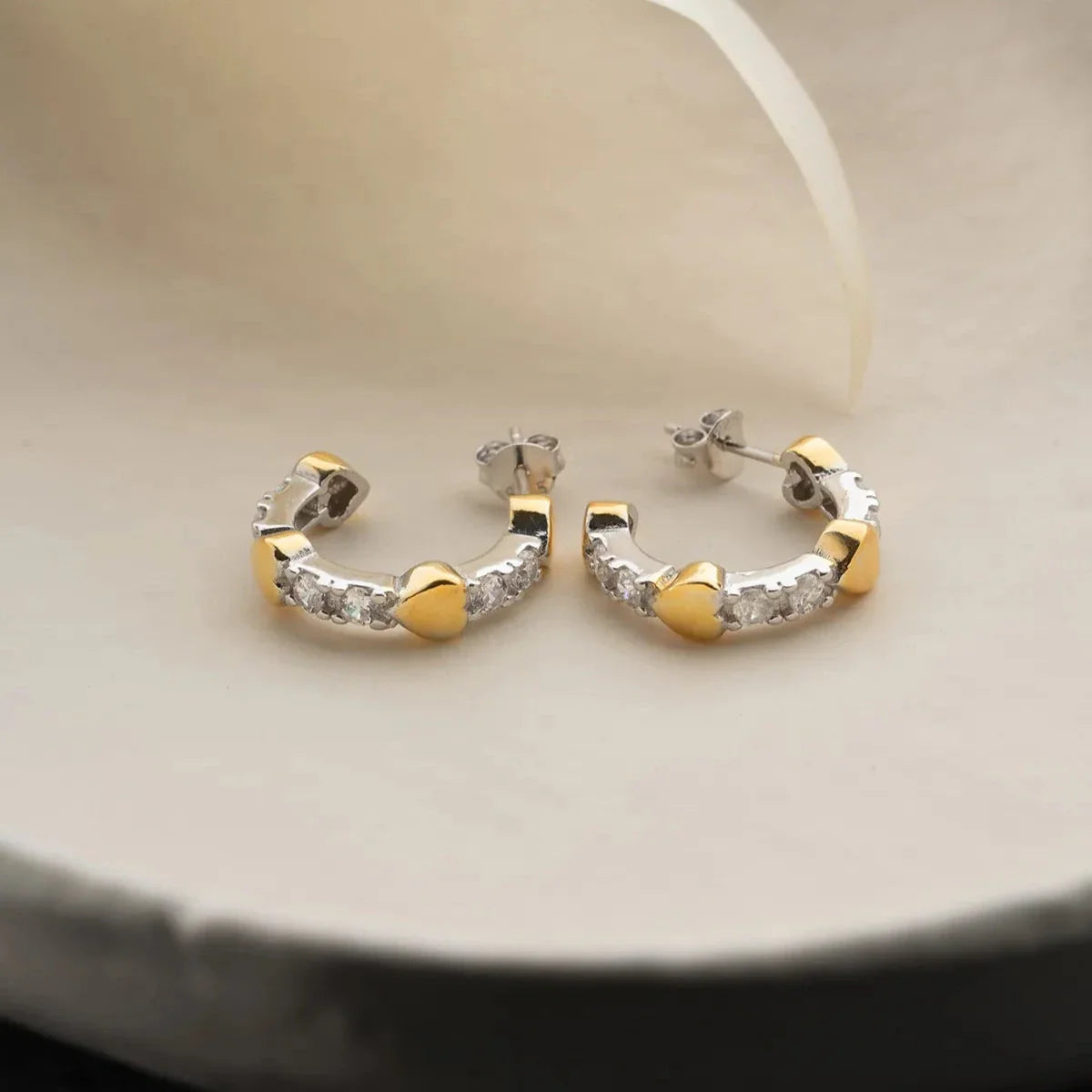 MİNİ KALP TAŞLI KÜPE | 925 GÜMÜŞ