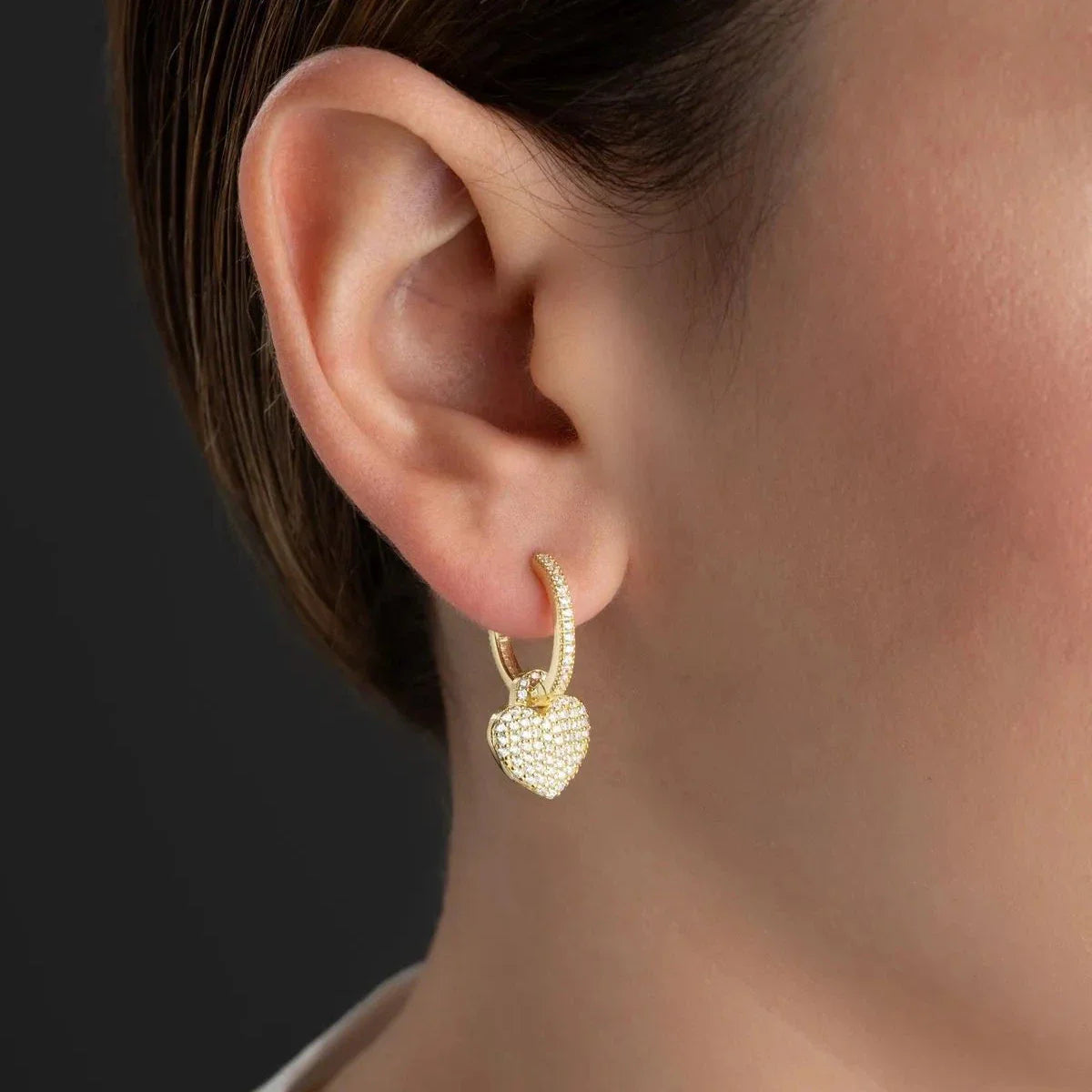 ZİRKON TAŞLI KALP KÜPE | 925 GÜMÜŞ