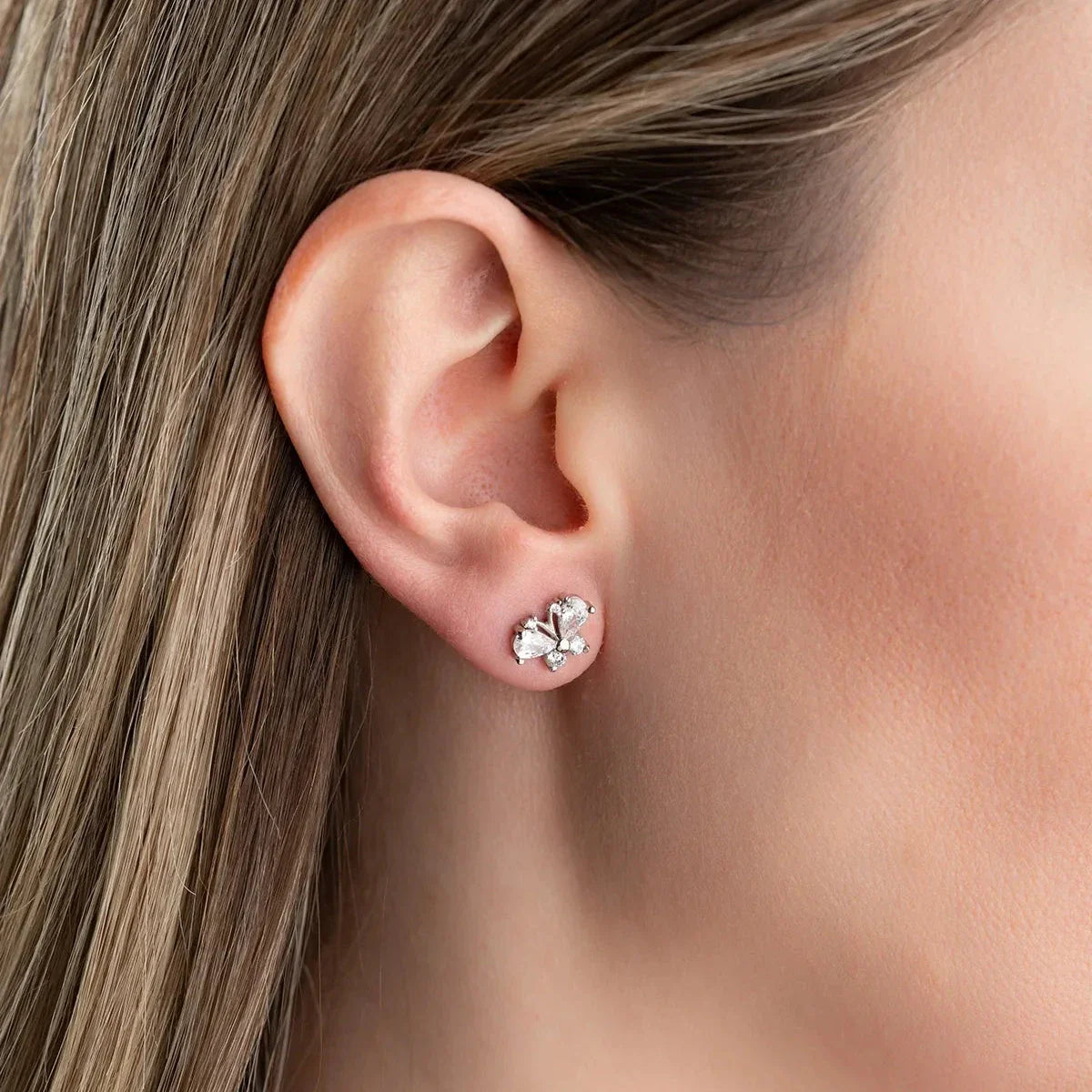 KELEBEK BAGET TAŞLI KÜPE | 925 GÜMÜŞ