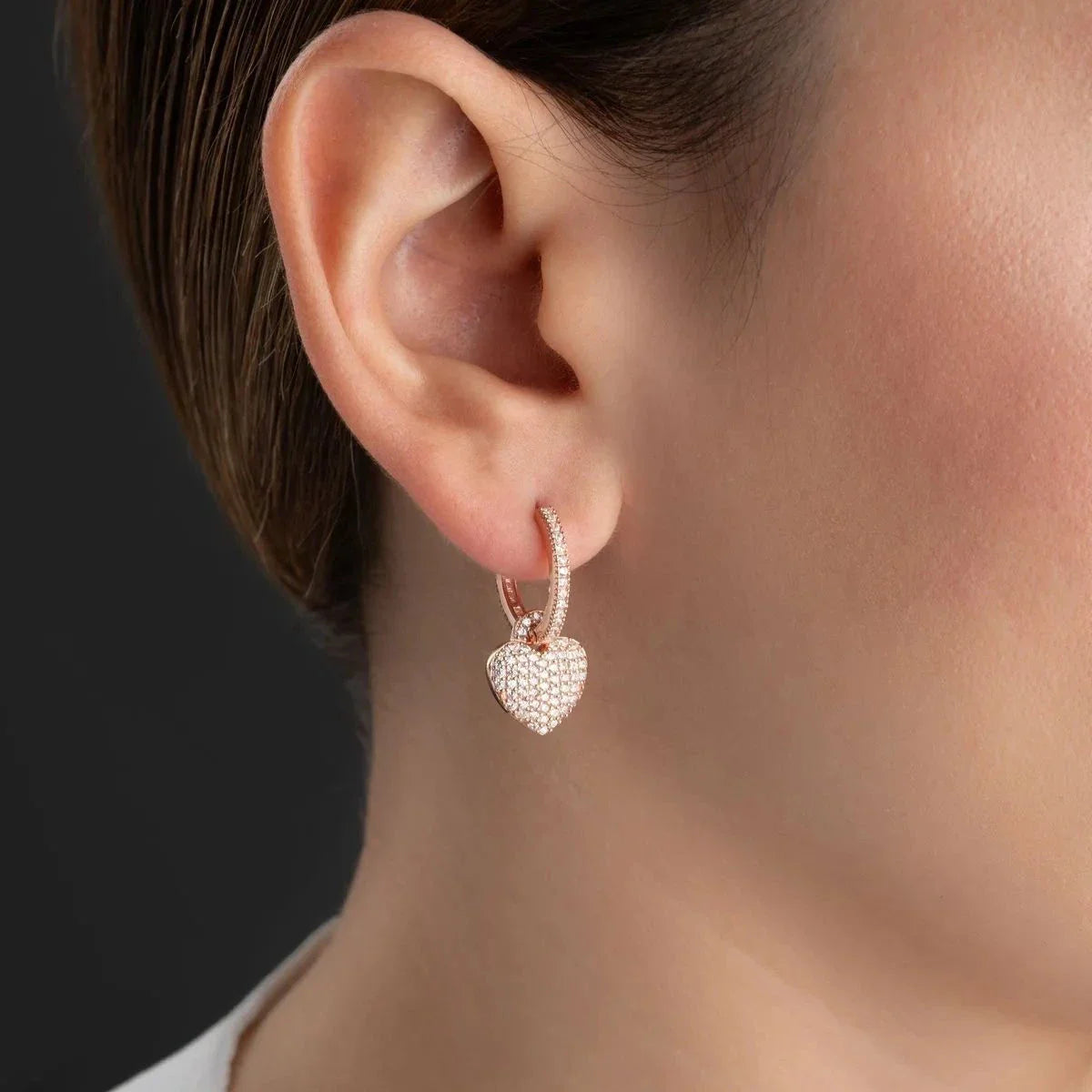 ZİRKON TAŞLI KALP KÜPE | 925 GÜMÜŞ