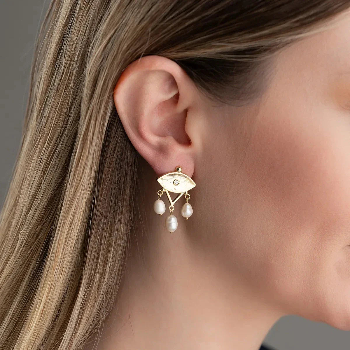 İNCİLİ GÖZ KÜPE | 925 GÜMÜŞ