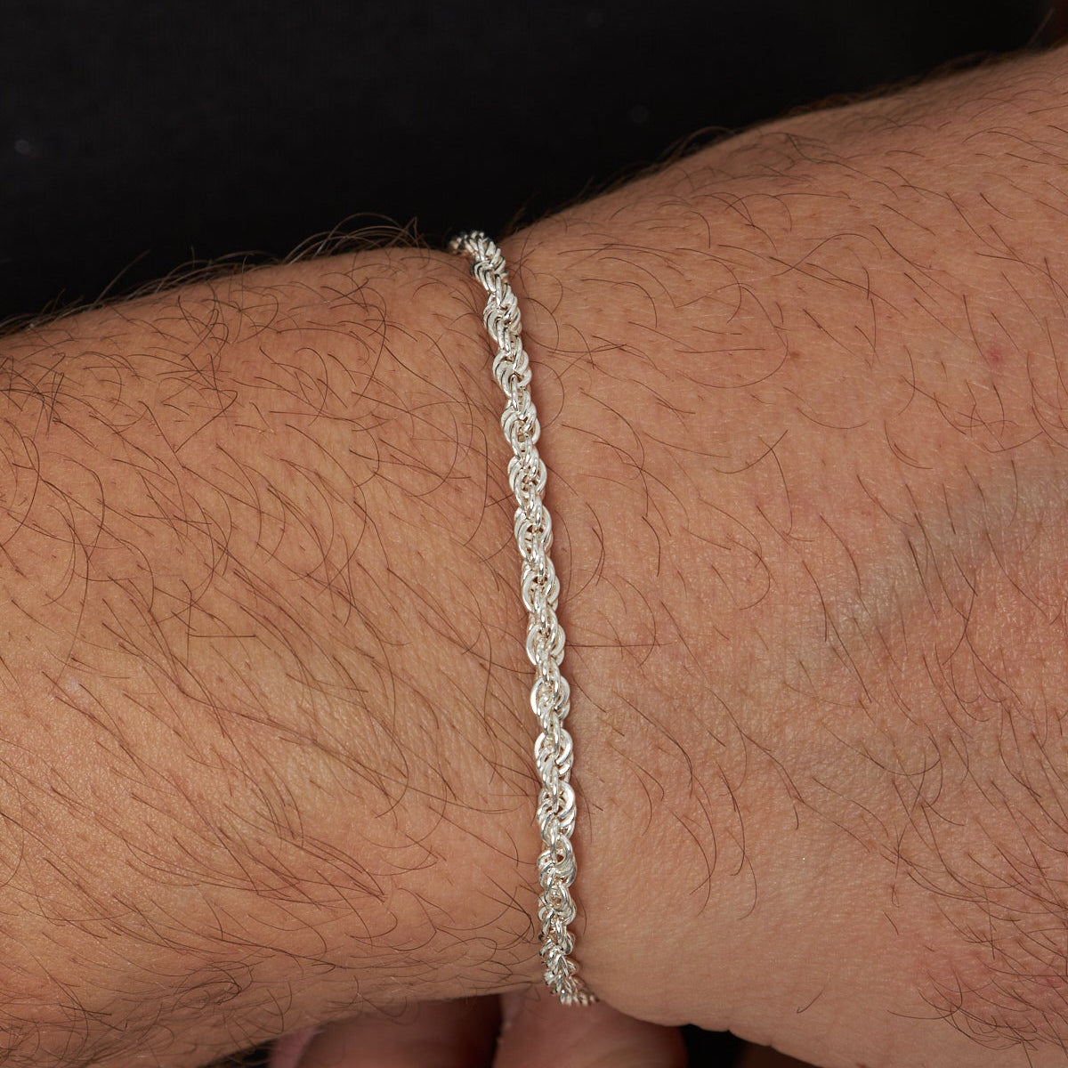 3 mm halat zincir erkek bileklik, bilekte kullanımı.