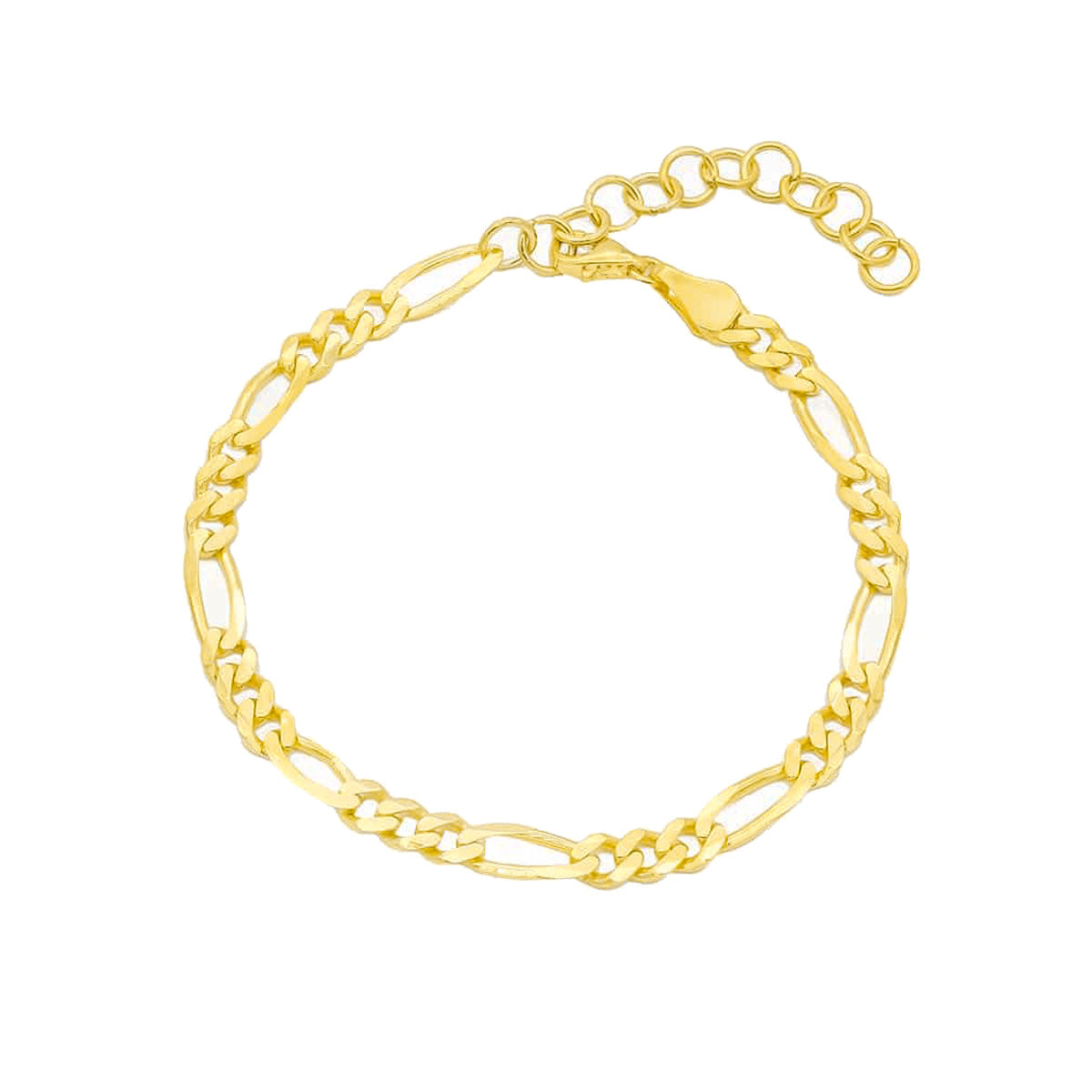 4 mm Figaro Zincir Bileklik | 925 Ayar Gümüş — Gold — beyaz fon #RENK_gold
