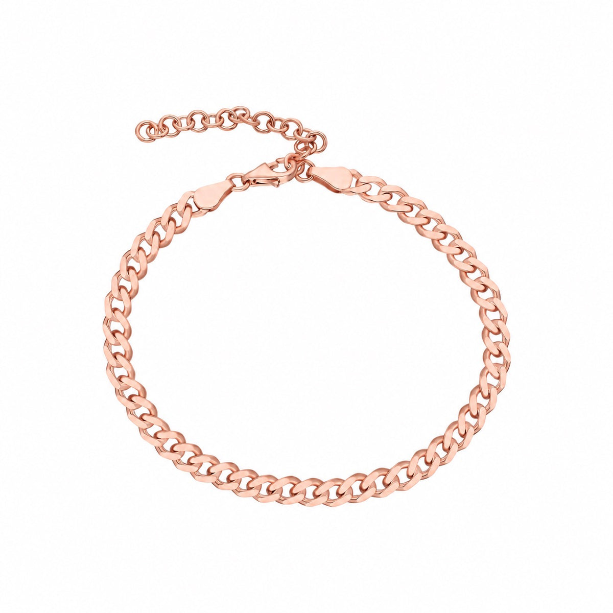 4 mm Gurmet Zincir Bileklik | 925 Ayar Gümüş — Rose — beyaz fon #RENK_rose
