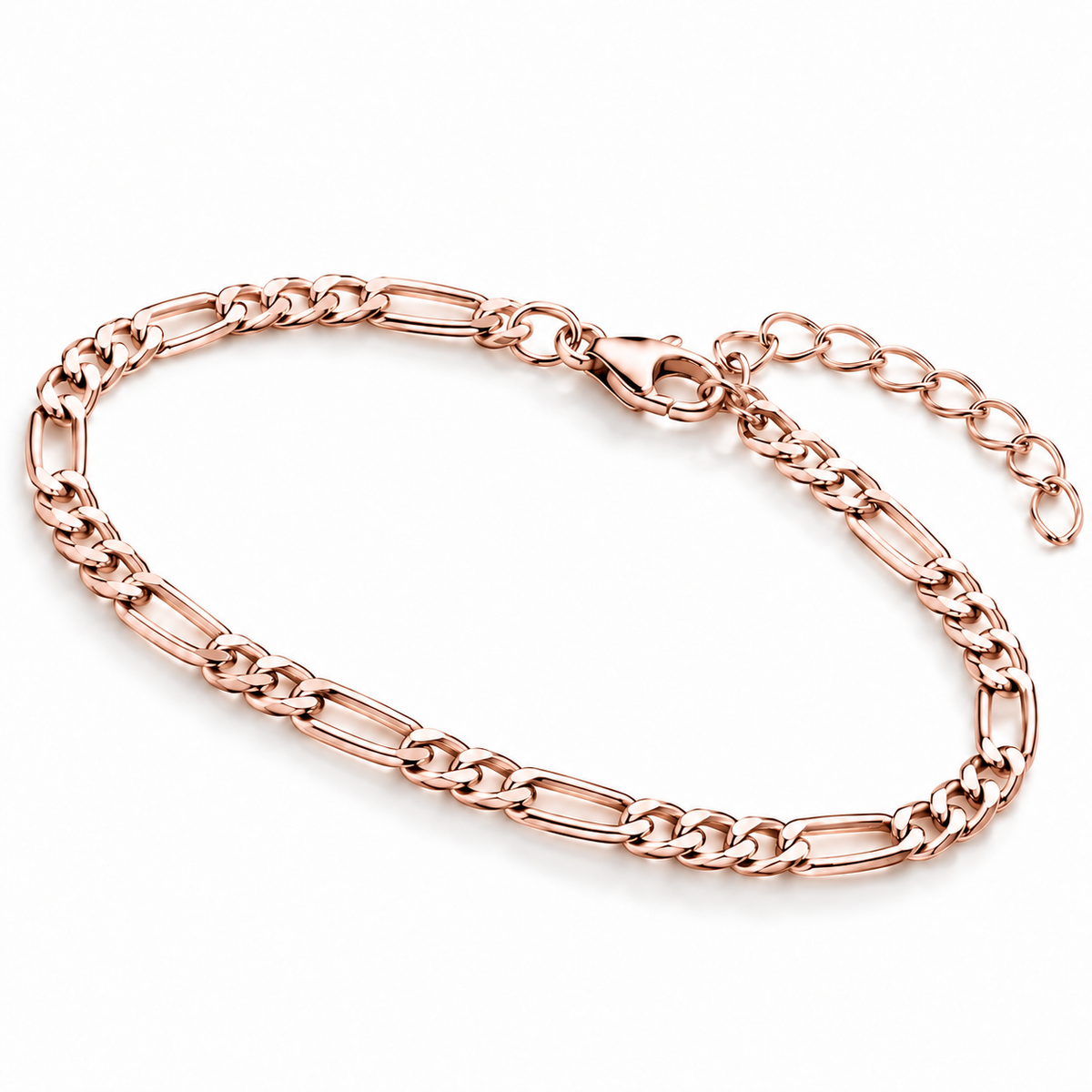 5 mm Figaro Zincir Erkek Bileklik | 925 Ayar Gümüş – Jeweliay Jewelry – 4 – Rose beyaz fon #RENK_rose