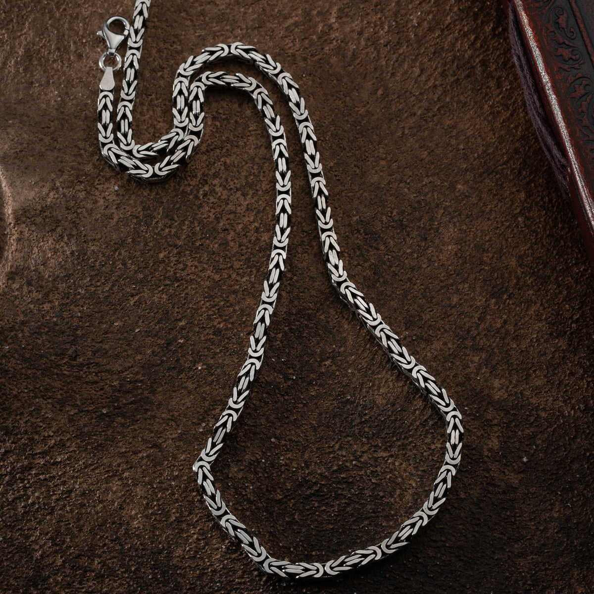 5 mm Kare Kral Zincir Erkek Kolye | 925 Ayar Gümüş – Jeweliay Jewelry – 6