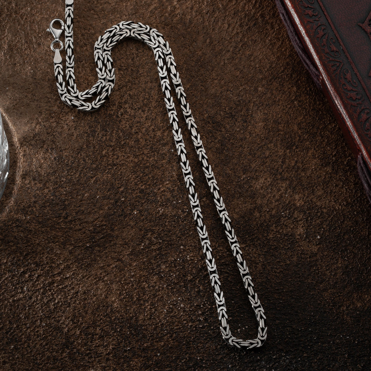5 mm Kare Kral Zincir Erkek Kolye | 925 Ayar Gümüş – Jeweliay Jewelry – 7