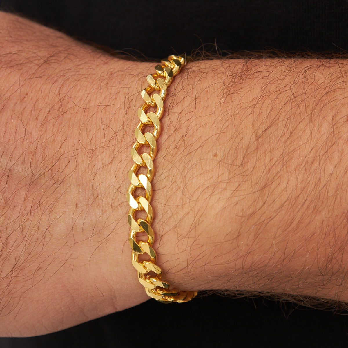 7 mm gurmet zincir erkek bileklik, bilekte kullanımı.