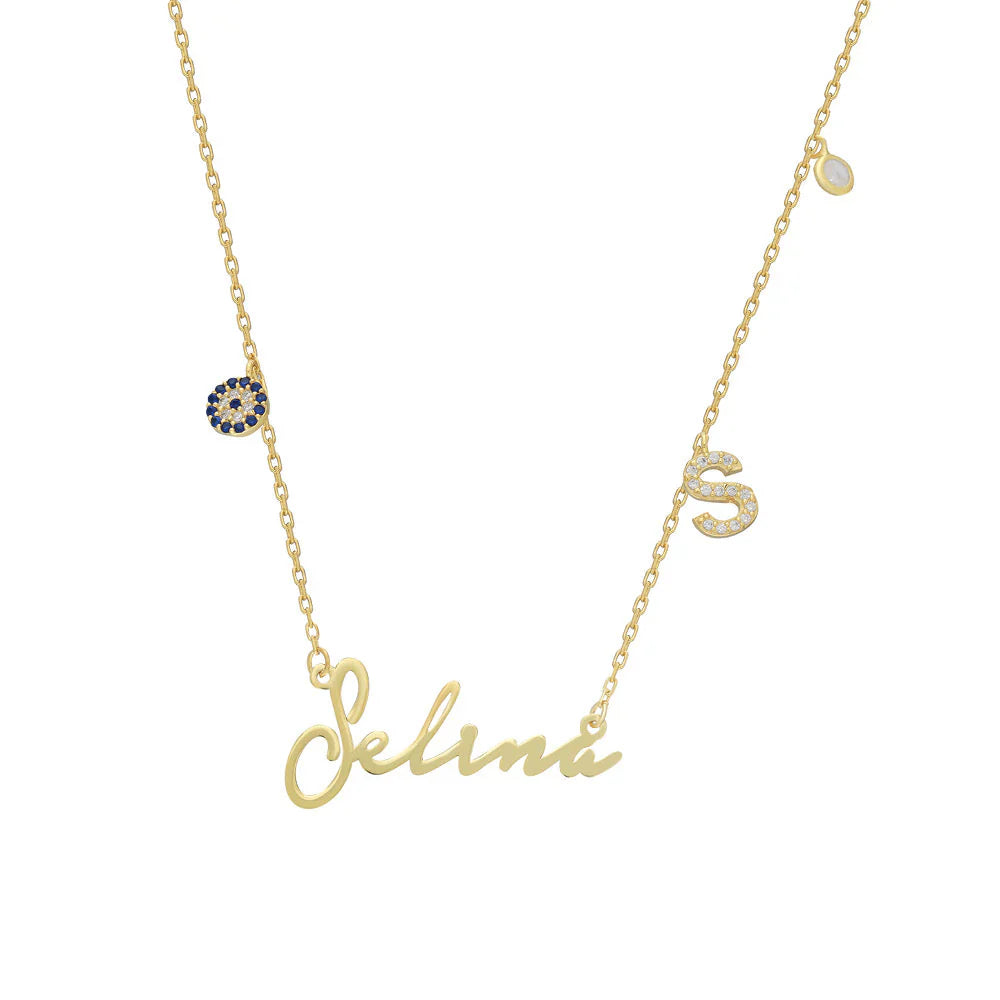 İSİM VE HARFLİ NAZAR KOLYE | 925 GÜMÜŞ