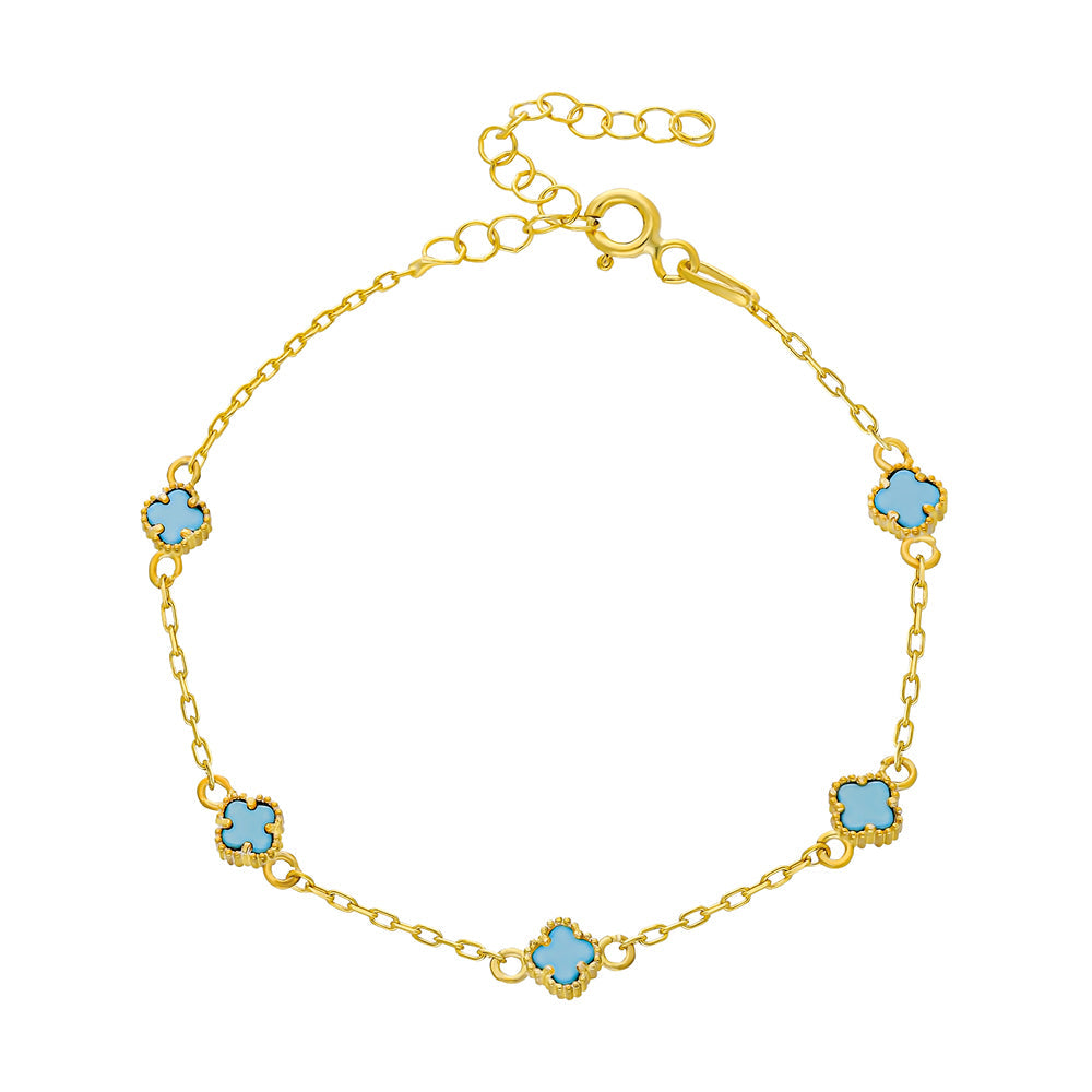 TURKUAZ TAŞLI ÇOKLU YONCA BİLEKLİK | 925 GÜMÜŞ
